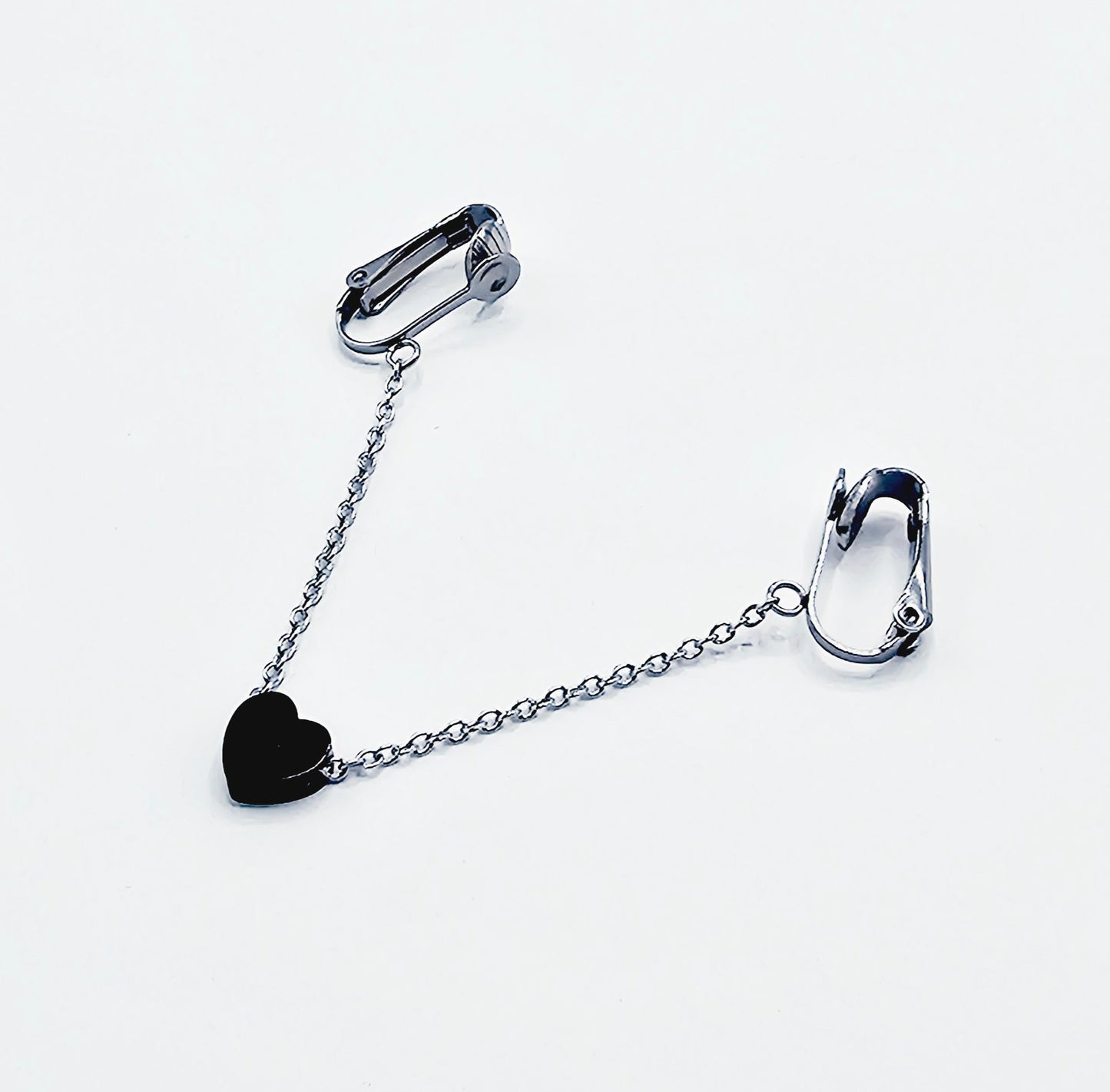 Labia Chain Dangle with Sliding Heart, Stainless Steel. Non Piercing Genital Jewelry