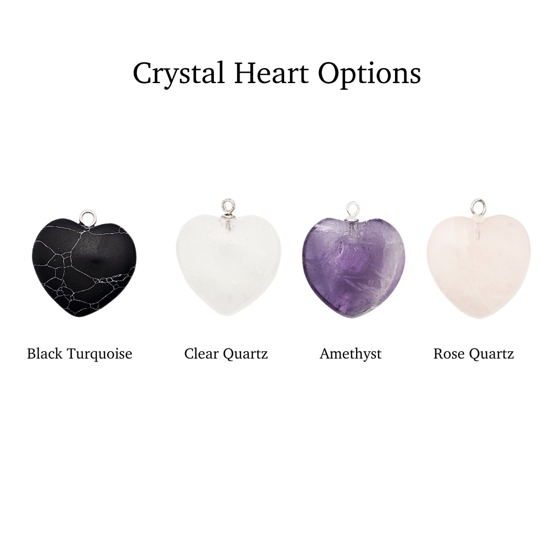 Necklace to Nipple with Real Crystal Heart, Circle of O. Non Piercing Nipple Nooses or Nipple Clamps.