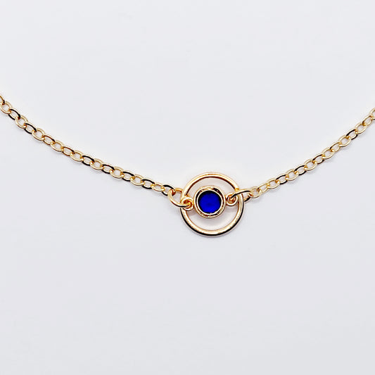 18K Gold Circle of O Anklet or Bracelet with Gemstone, Discreet Day Collar for BDSM Submissive.