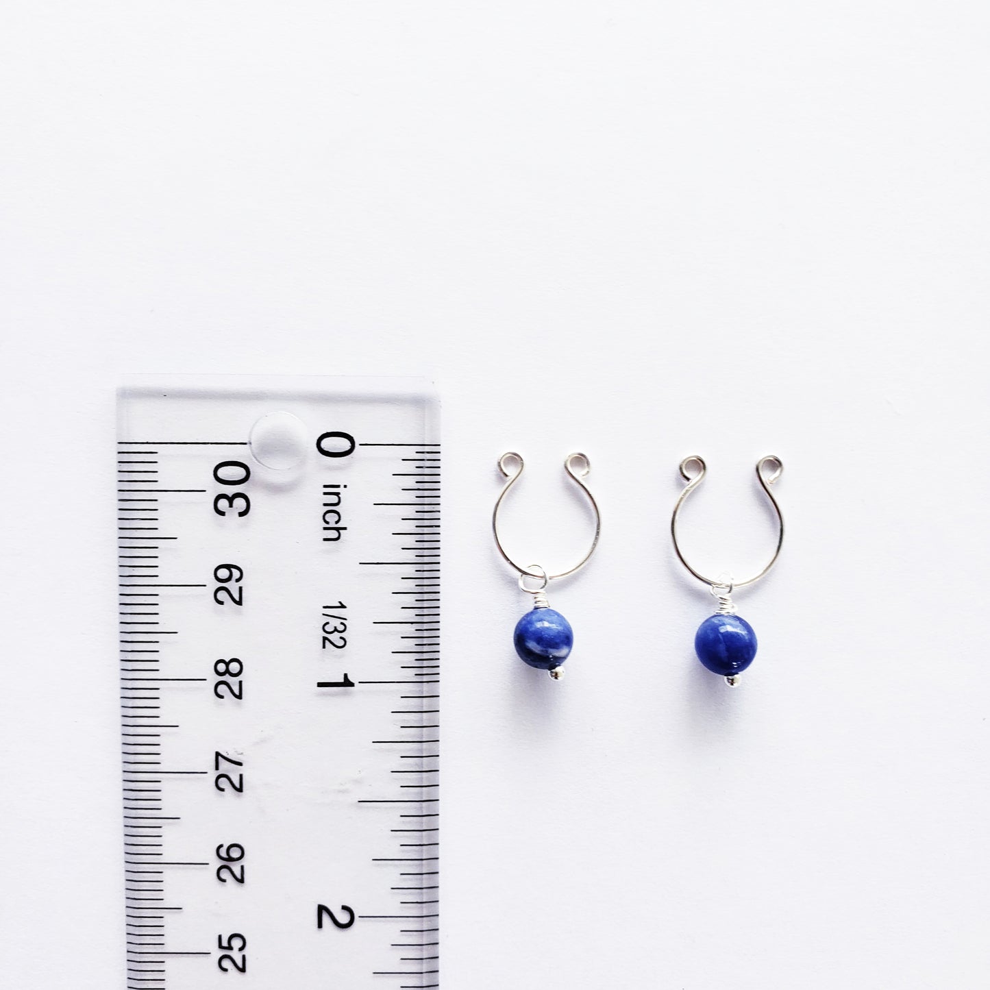 Non Piercing Nipple Rings and Labia Clip Set. Non Piercing. With Blue Stone Beads. Not Pierced Intimate Body Jewelry for Women, BDSM, MATURE