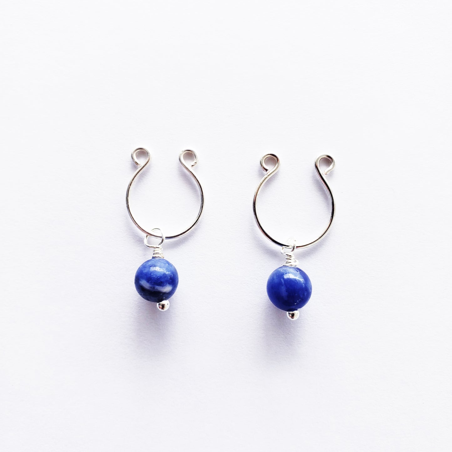 Non Piercing Nipple Rings and Labia Clip Set. Non Piercing. With Blue Stone Beads. Not Pierced Intimate Body Jewelry for Women, BDSM, MATURE