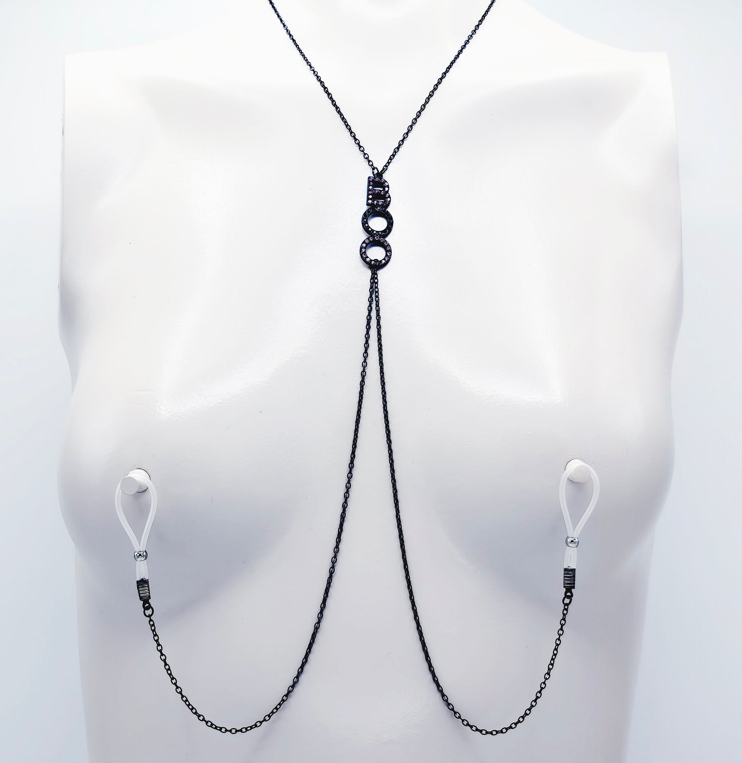 "Boo" Necklace to Nipple with Non Piercing Nipple Nooses, Nipple Clamps, or Other Options.