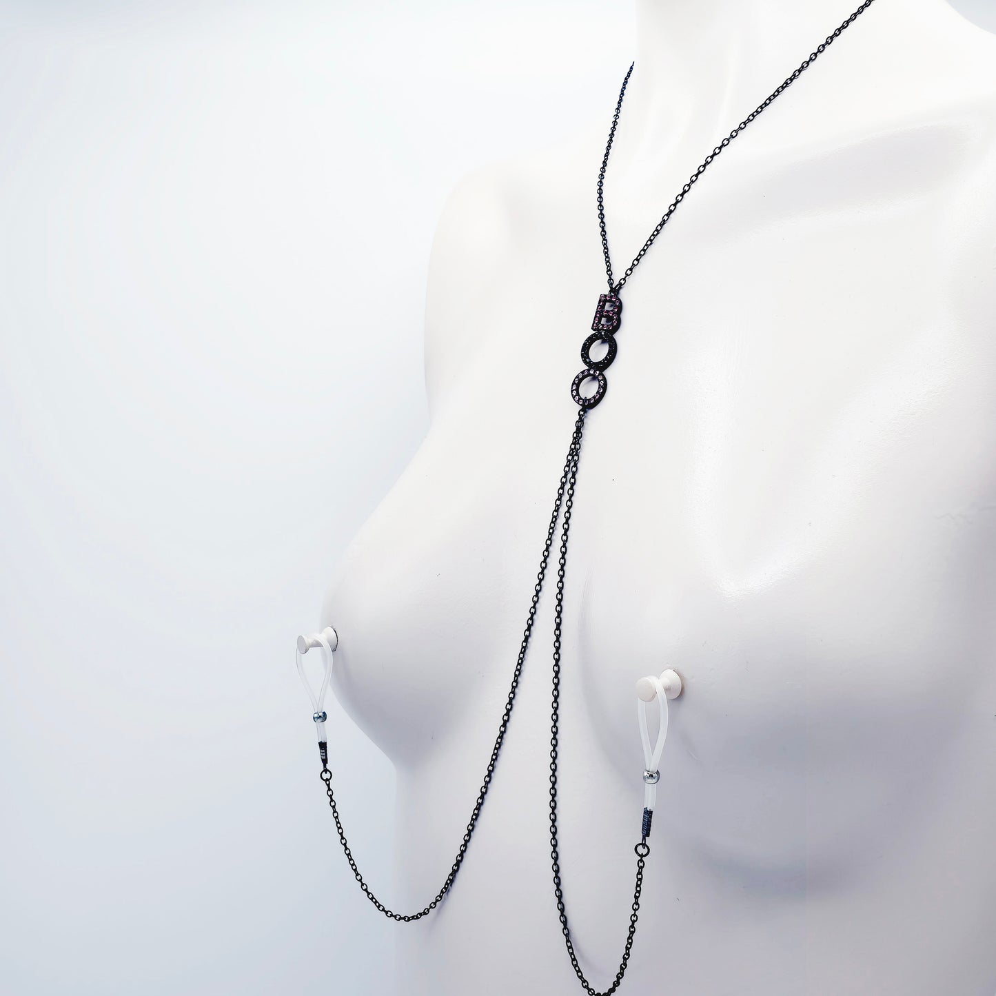 "Boo" Necklace to Nipple with Non Piercing Nipple Nooses, Nipple Clamps, or Other Options.