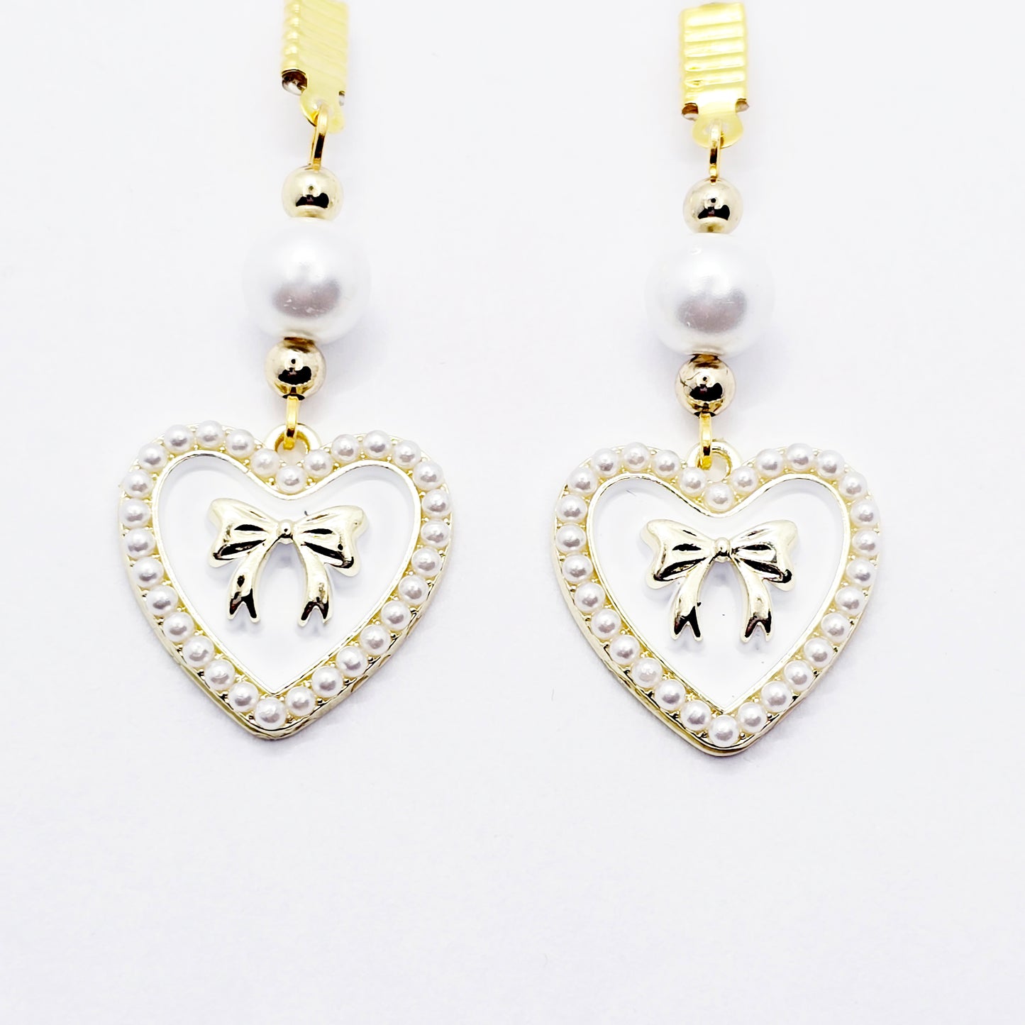 Non-Piercing Nipple Nooses or Clamps with Pearls and Hearts with Bows. Sexy Valentine's Gift for Her.