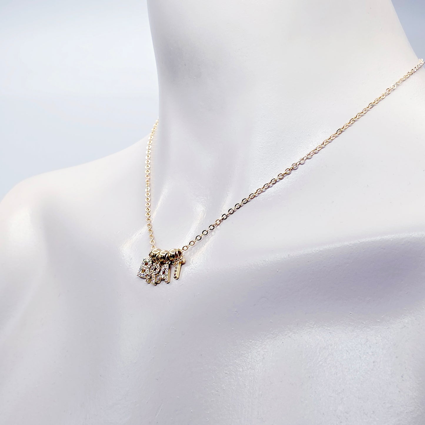 BDSM Brat Necklace. 18K Gold Discreet Day Collar for Sub with Sparkling CZ  BRAT Pendants.