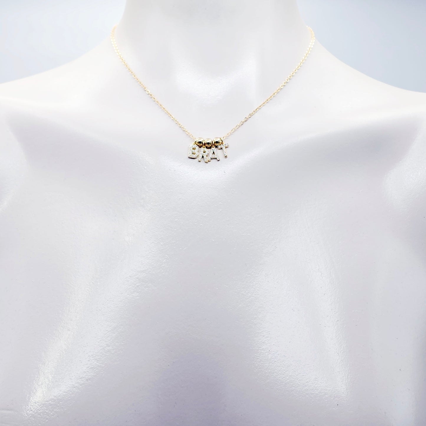 BDSM Brat Necklace. 18K Gold Discreet Day Collar for Sub with Sparkling CZ  BRAT Pendants.