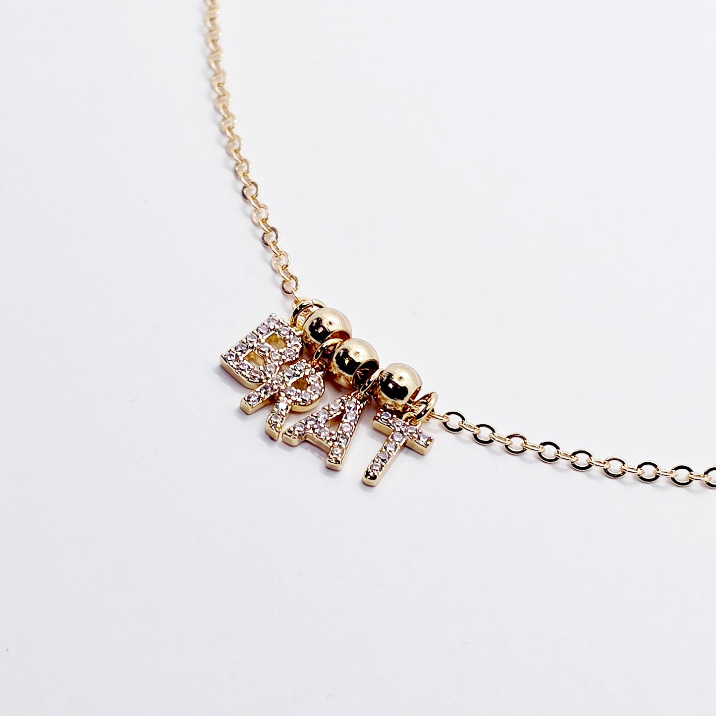 BDSM Brat Necklace. 18K Gold Discreet Day Collar for Sub with Sparkling CZ  BRAT Pendants.