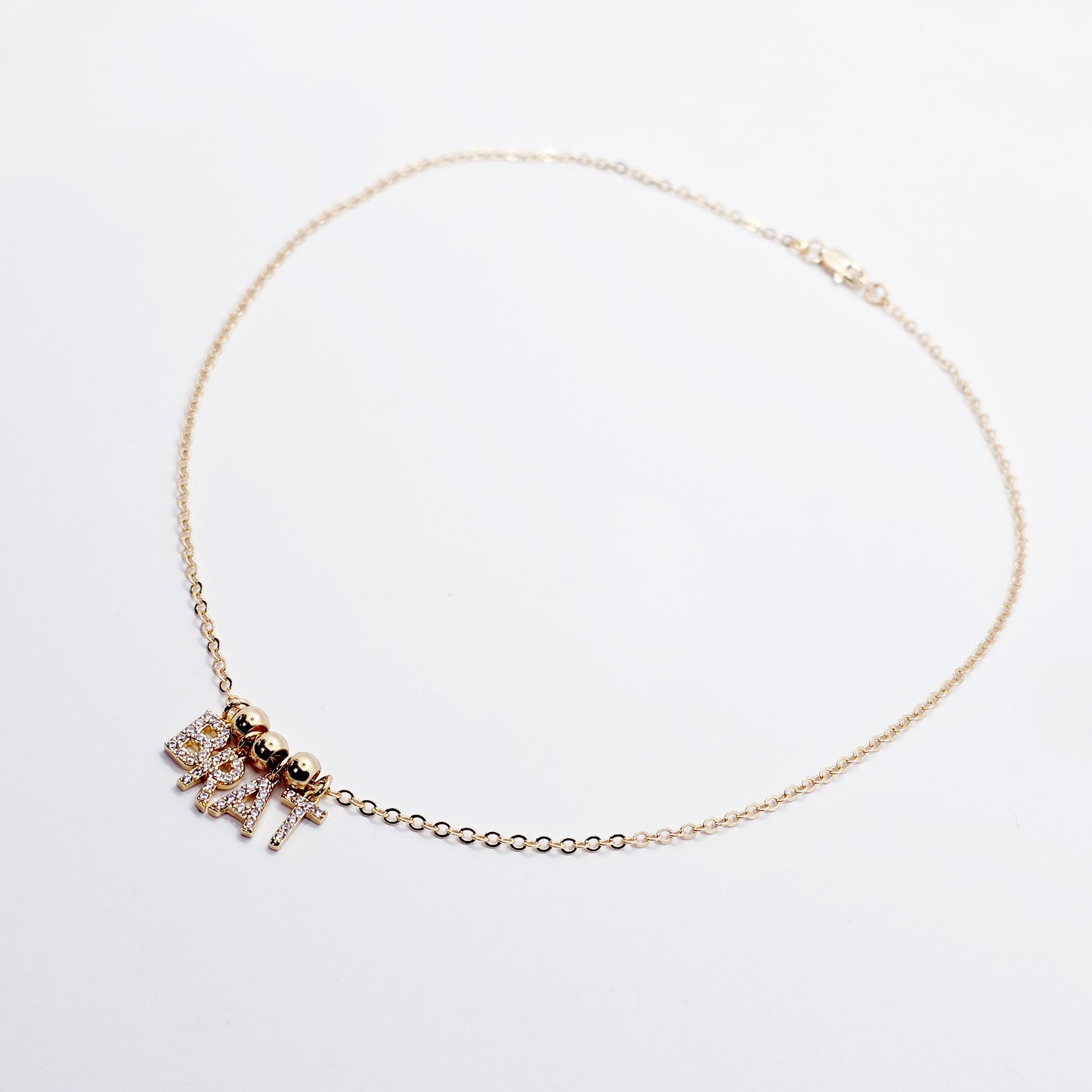 BDSM Brat Necklace. 18K Gold Discreet Day Collar for Sub with Sparkling CZ  BRAT Pendants.