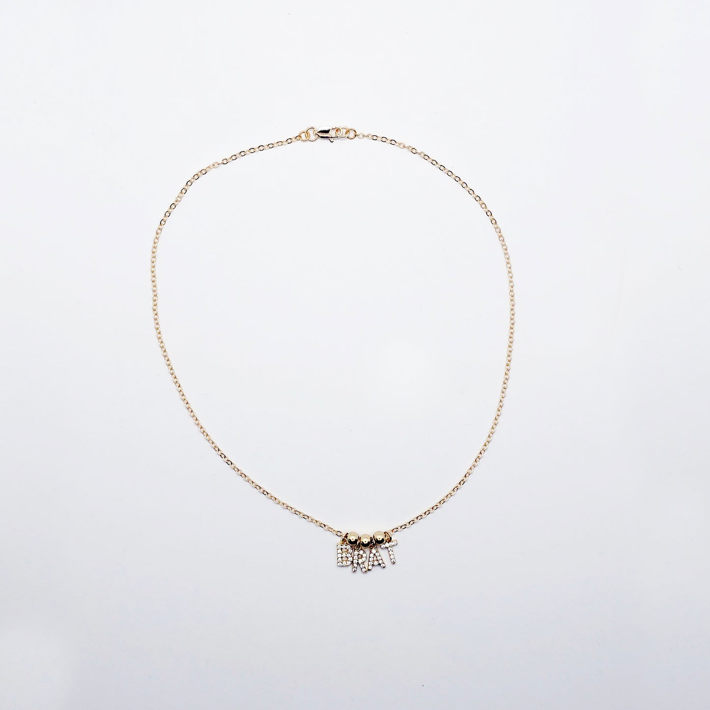 BDSM Brat Necklace. 18K Gold Discreet Day Collar for Sub with Sparkling CZ  BRAT Pendants.