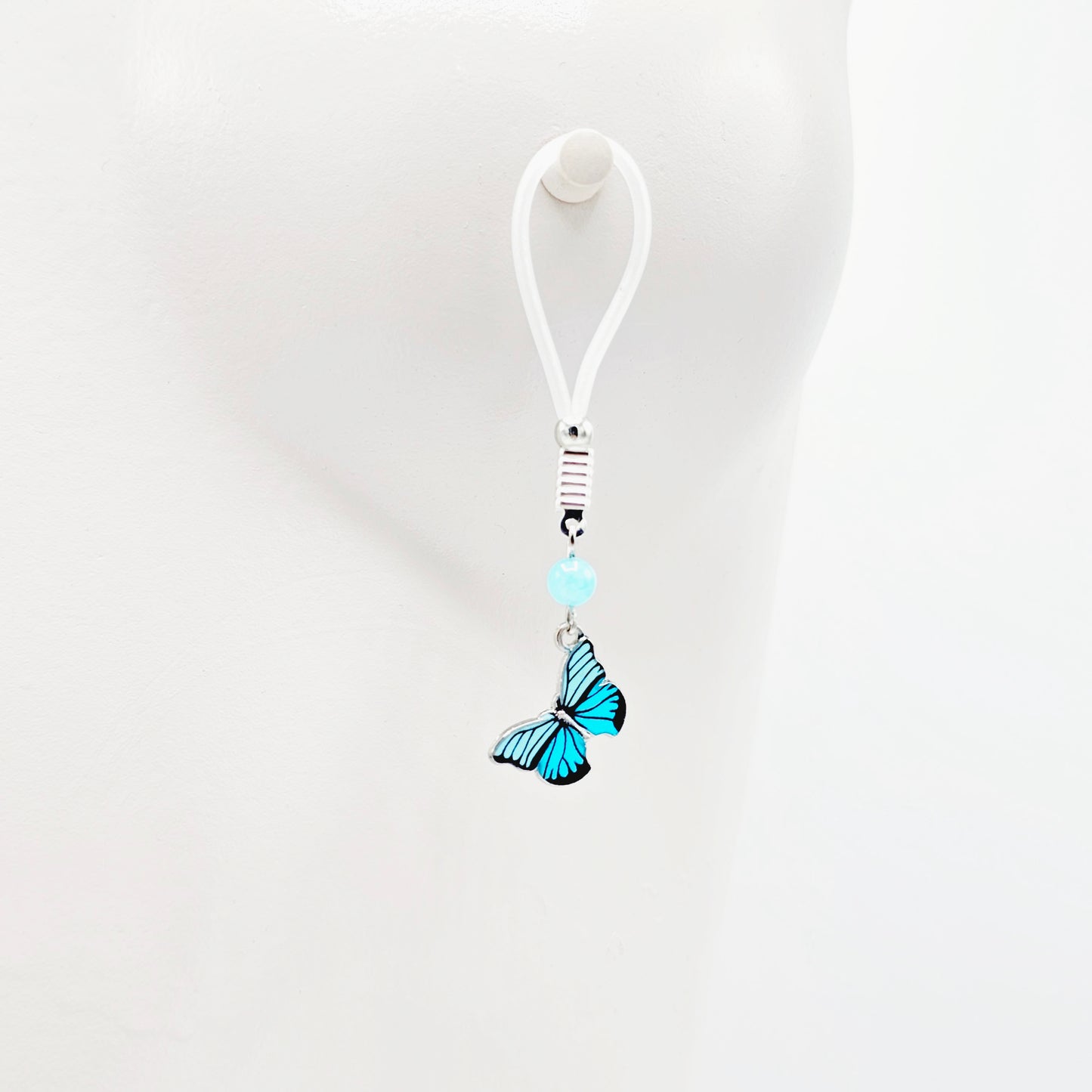 Non Piercing Nipple Nooses or Your Choice of Nipple Clamps, with Blue Stone and Butterfly