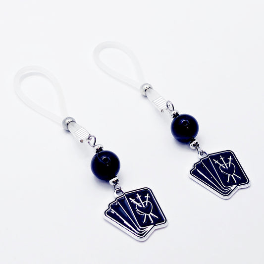 Tarot Card Nipple Jewelry or Clamps for Halloween. Your Choice of Non-Piercing Nipple Nooses or Nipple Clamps