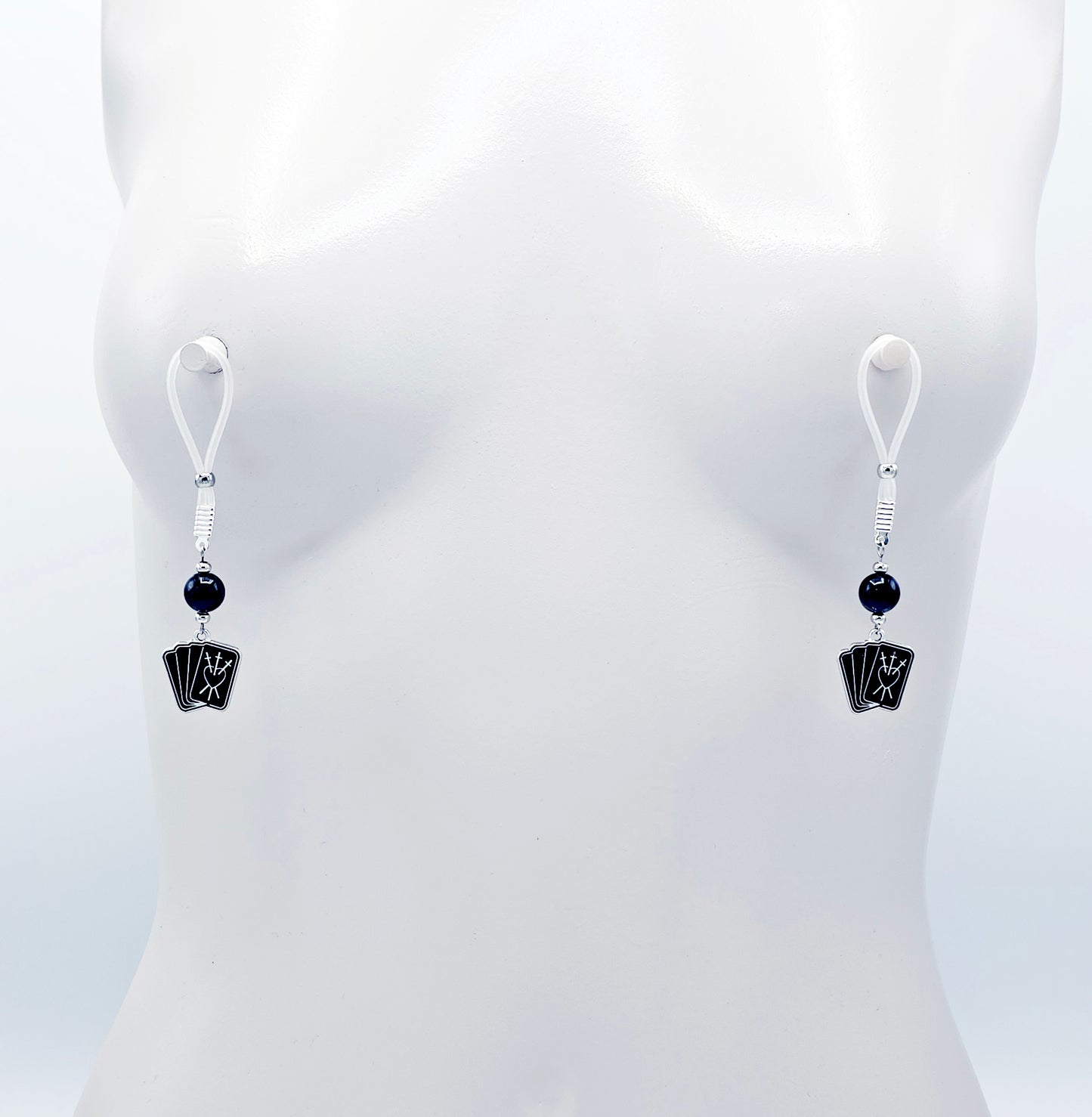 Tarot Card Nipple Jewelry or Clamps for Halloween. Your Choice of Non-Piercing Nipple Nooses or Nipple Clamps