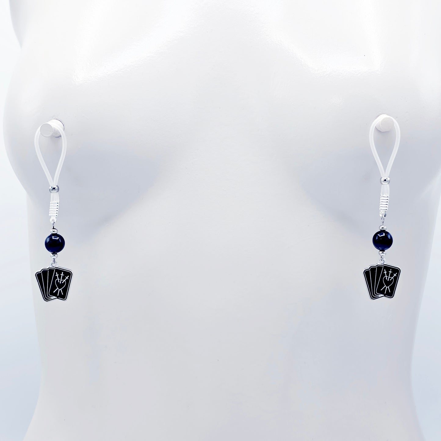 Tarot Card Nipple Jewelry or Clamps for Halloween. Your Choice of Non-Piercing Nipple Nooses or Nipple Clamps