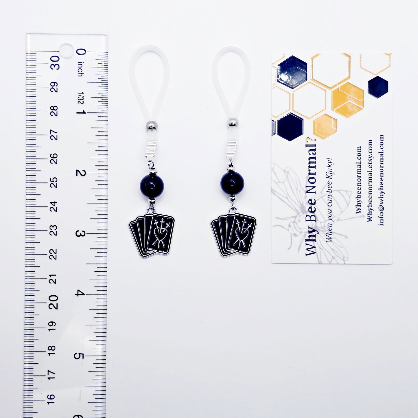 Tarot Card Nipple Jewelry or Clamps for Halloween. Your Choice of Non-Piercing Nipple Nooses or Nipple Clamps