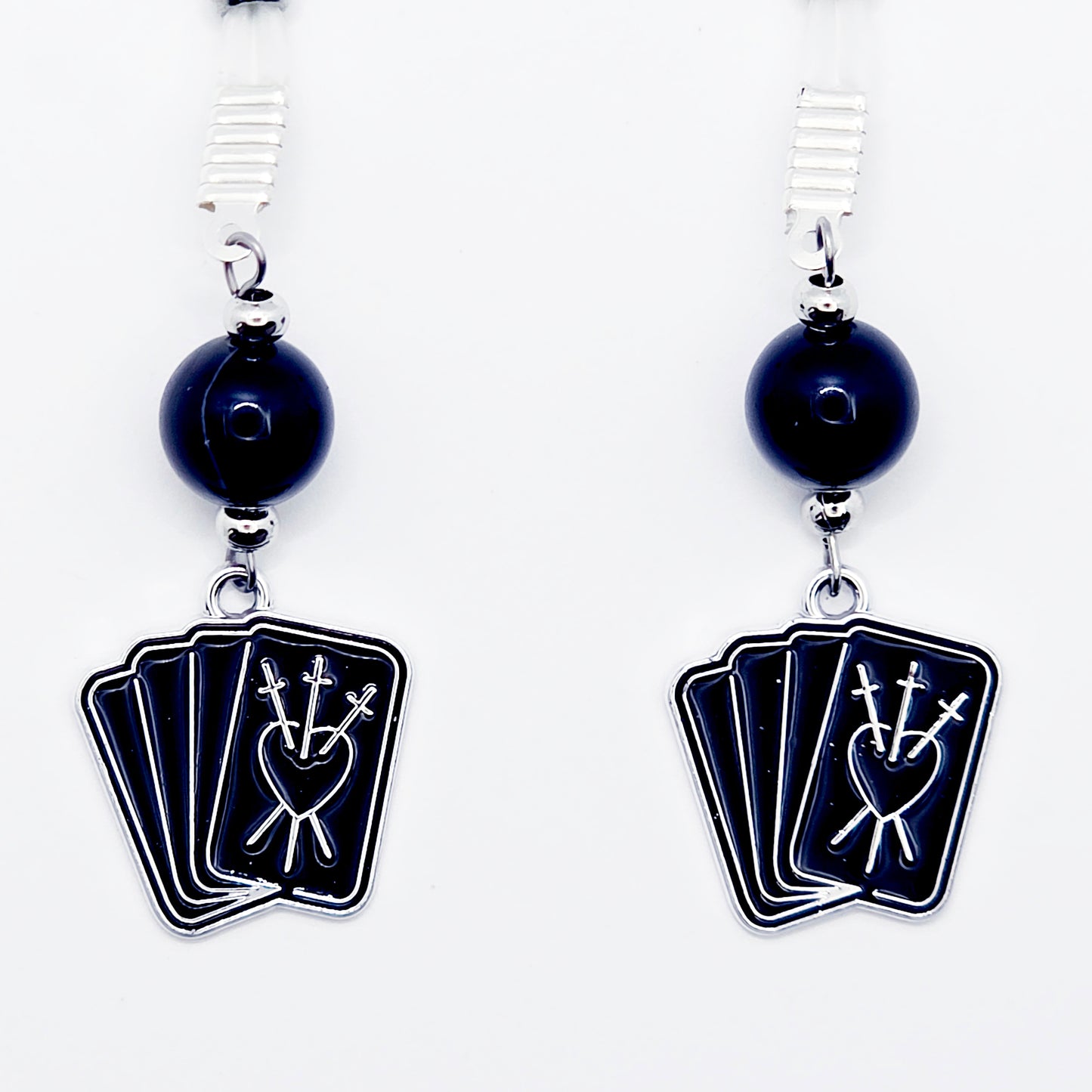 Tarot Card Nipple Jewelry or Clamps for Halloween. Your Choice of Non-Piercing Nipple Nooses or Nipple Clamps