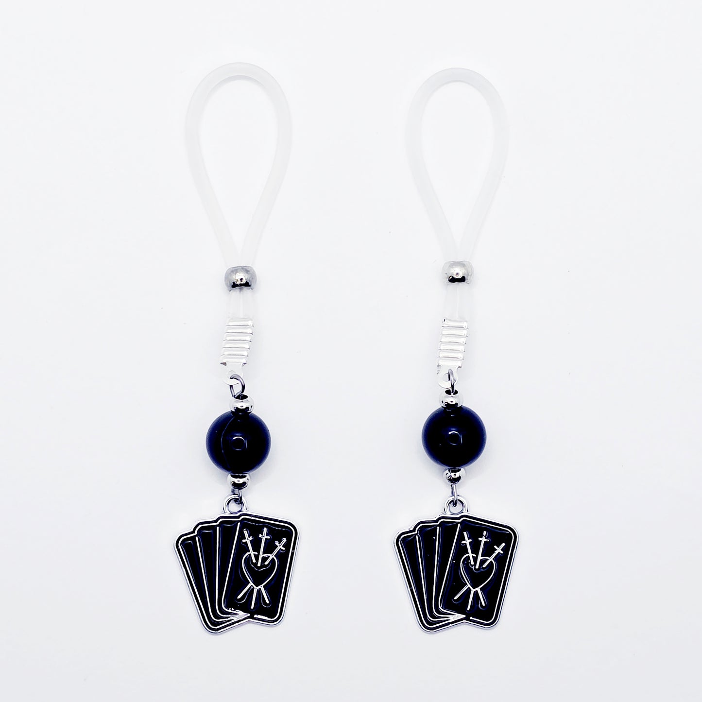 Tarot Card Nipple Jewelry or Clamps for Halloween. Your Choice of Non-Piercing Nipple Nooses or Nipple Clamps