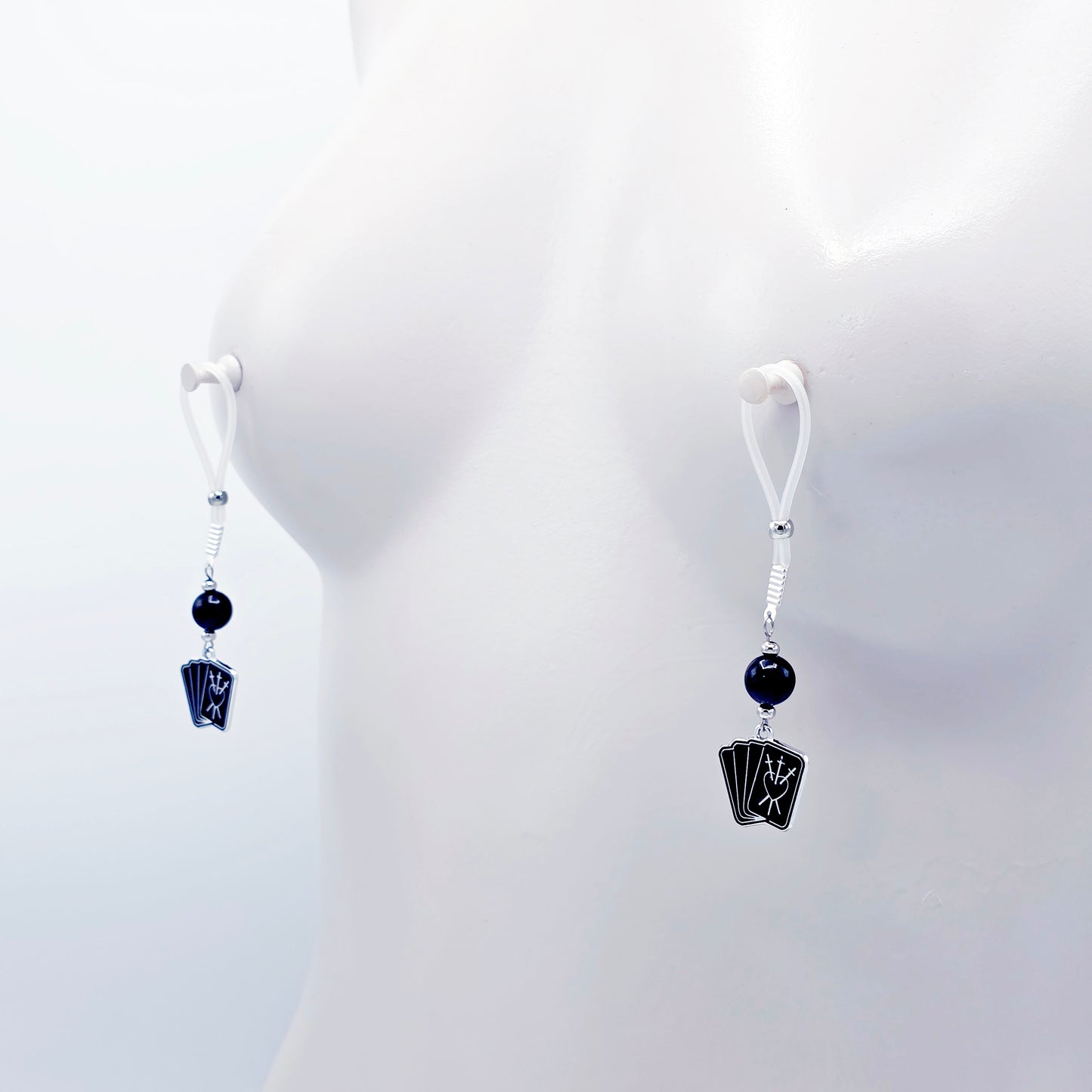 Tarot Card Nipple Jewelry or Clamps for Halloween. Your Choice of Non-Piercing Nipple Nooses or Nipple Clamps