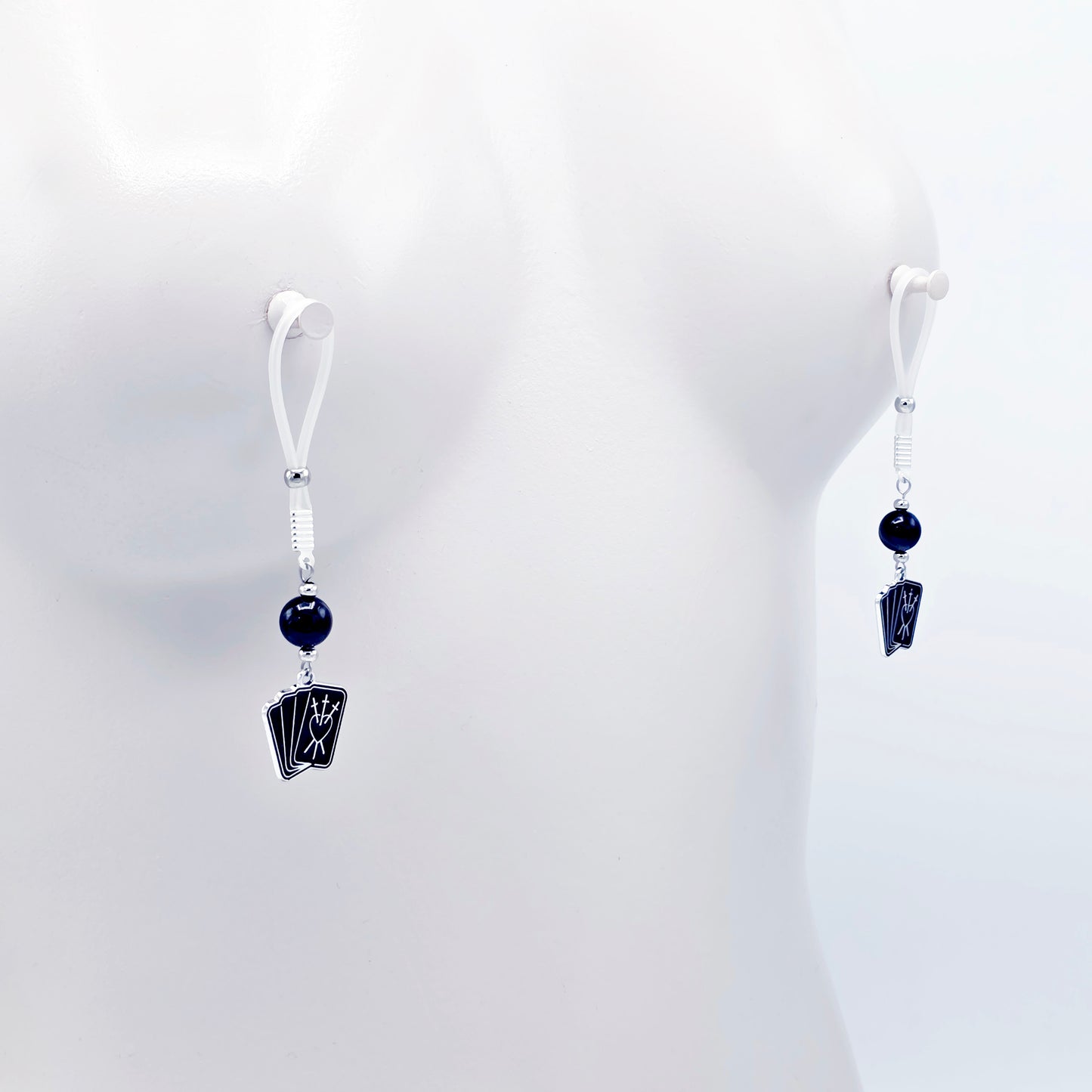 Tarot Card Nipple Jewelry or Clamps for Halloween. Your Choice of Non-Piercing Nipple Nooses or Nipple Clamps