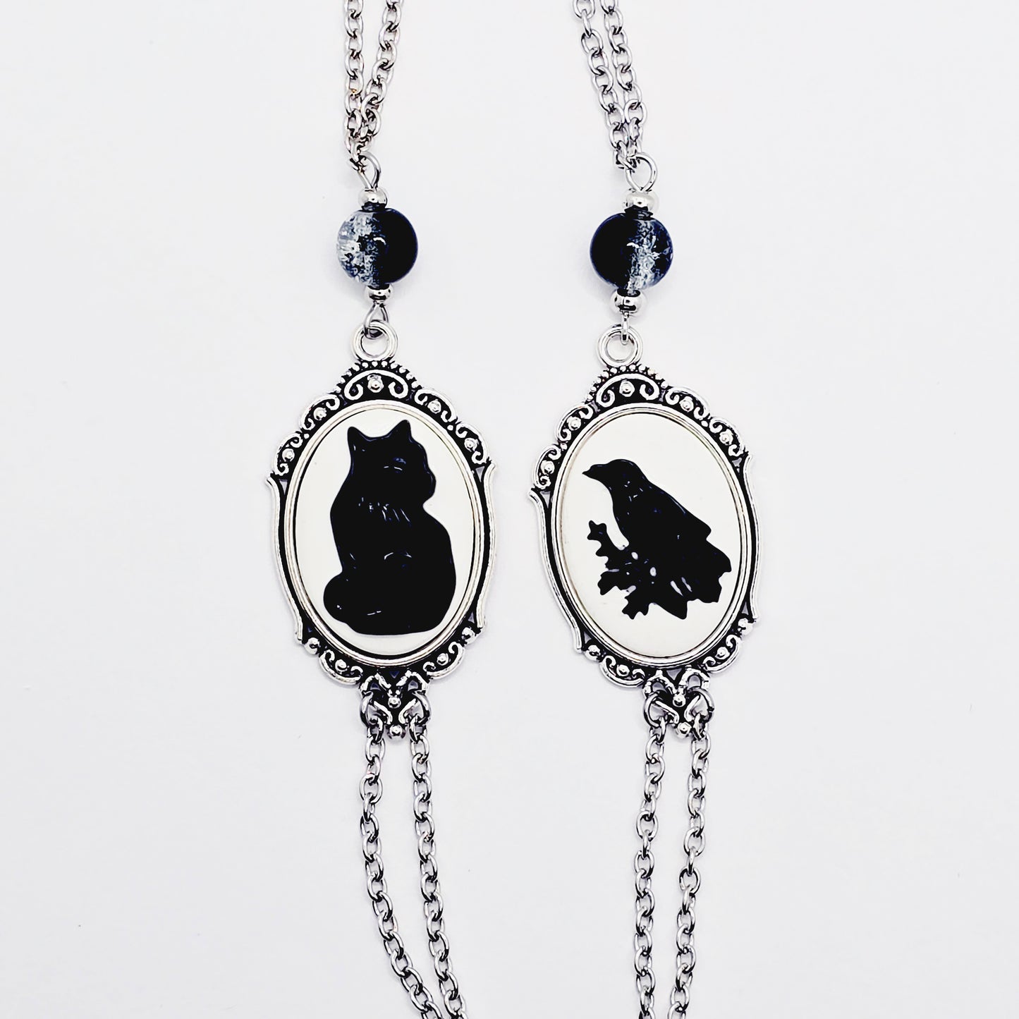 Raven or Black Cat Cameo Necklace to Nipple with Your Choice of Nipple Attachment. Gothic BDSM