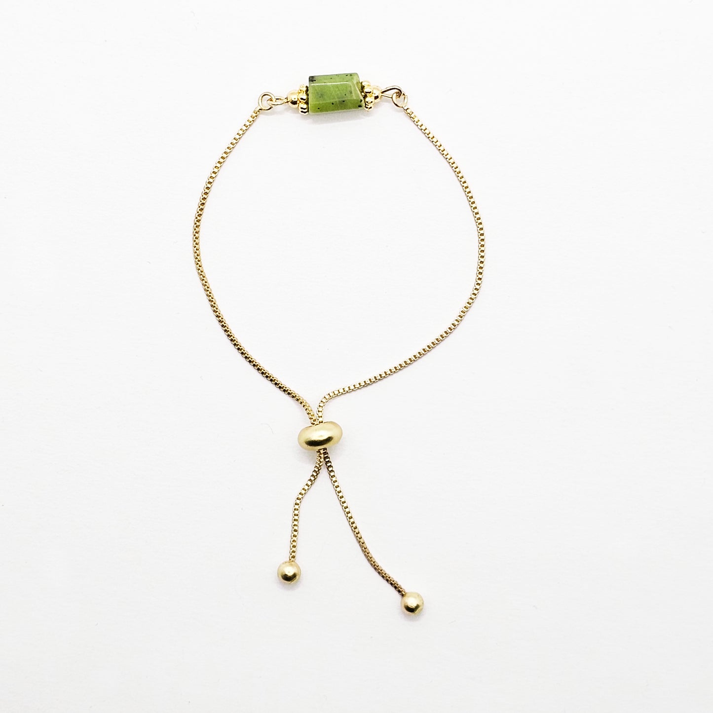 Gold Penis Noose with Jade and 18K Gold Roller. Non Piercing Genital Jewelry for Men. Adjustable Cock Ring Penis Chain.