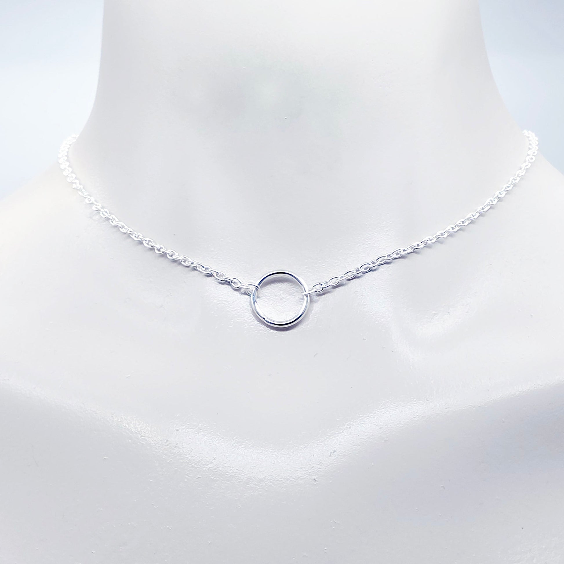 Silver circle necklace. Discreet day collar. Minimalist. Infinity circle. BDSM circle of O ring, Submissive