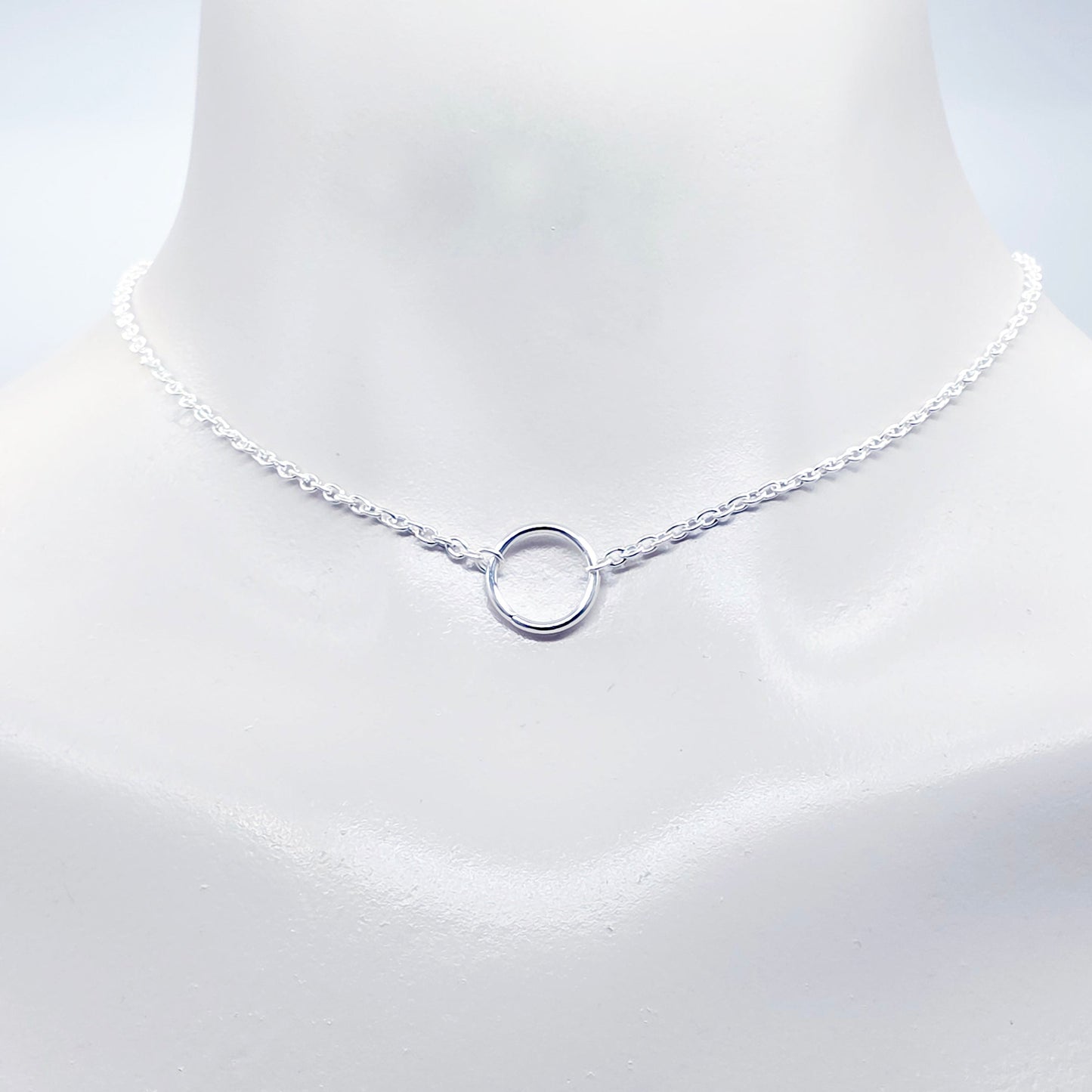 silver circle of o necklace, sub day collar