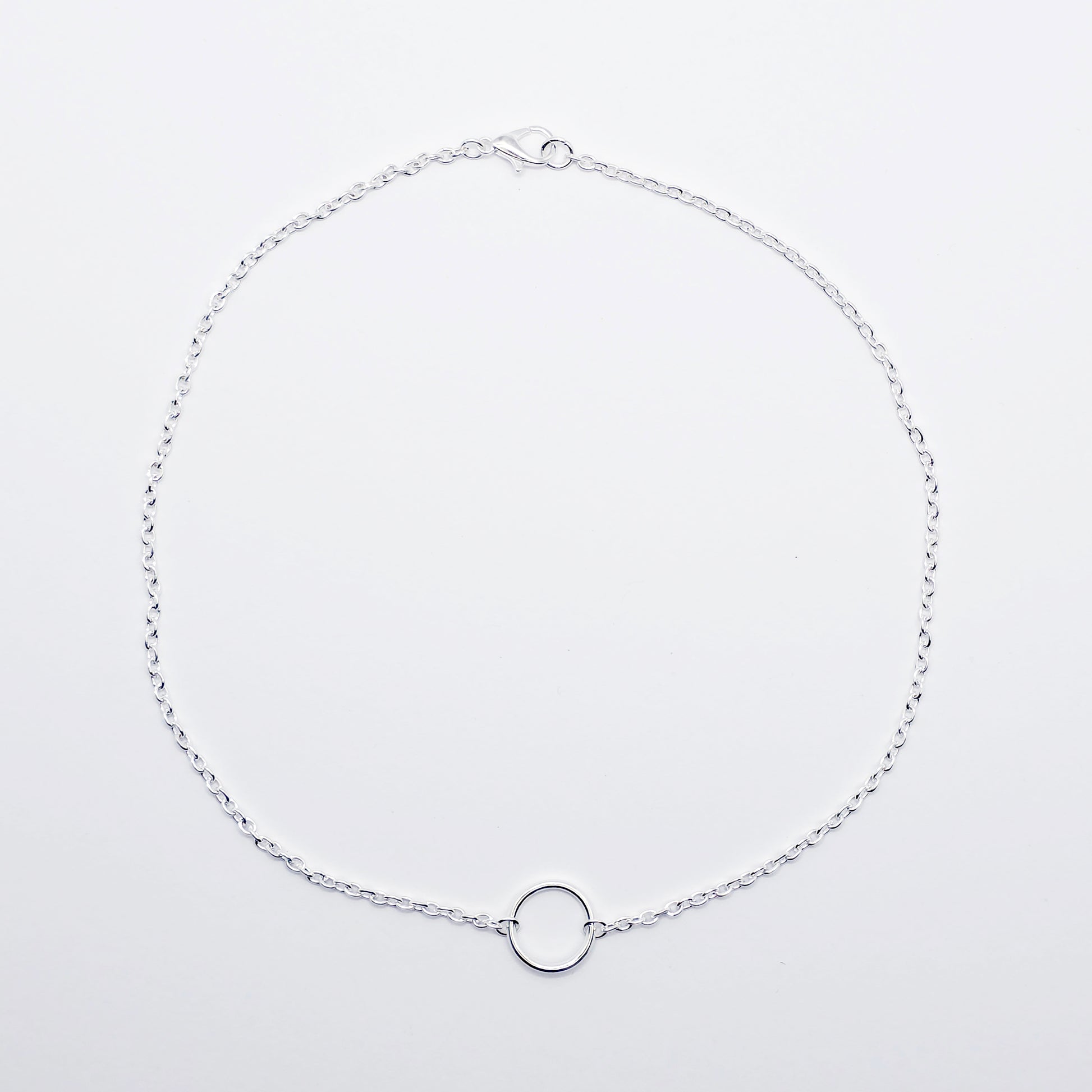 silver circle of o necklace, sub day collar
