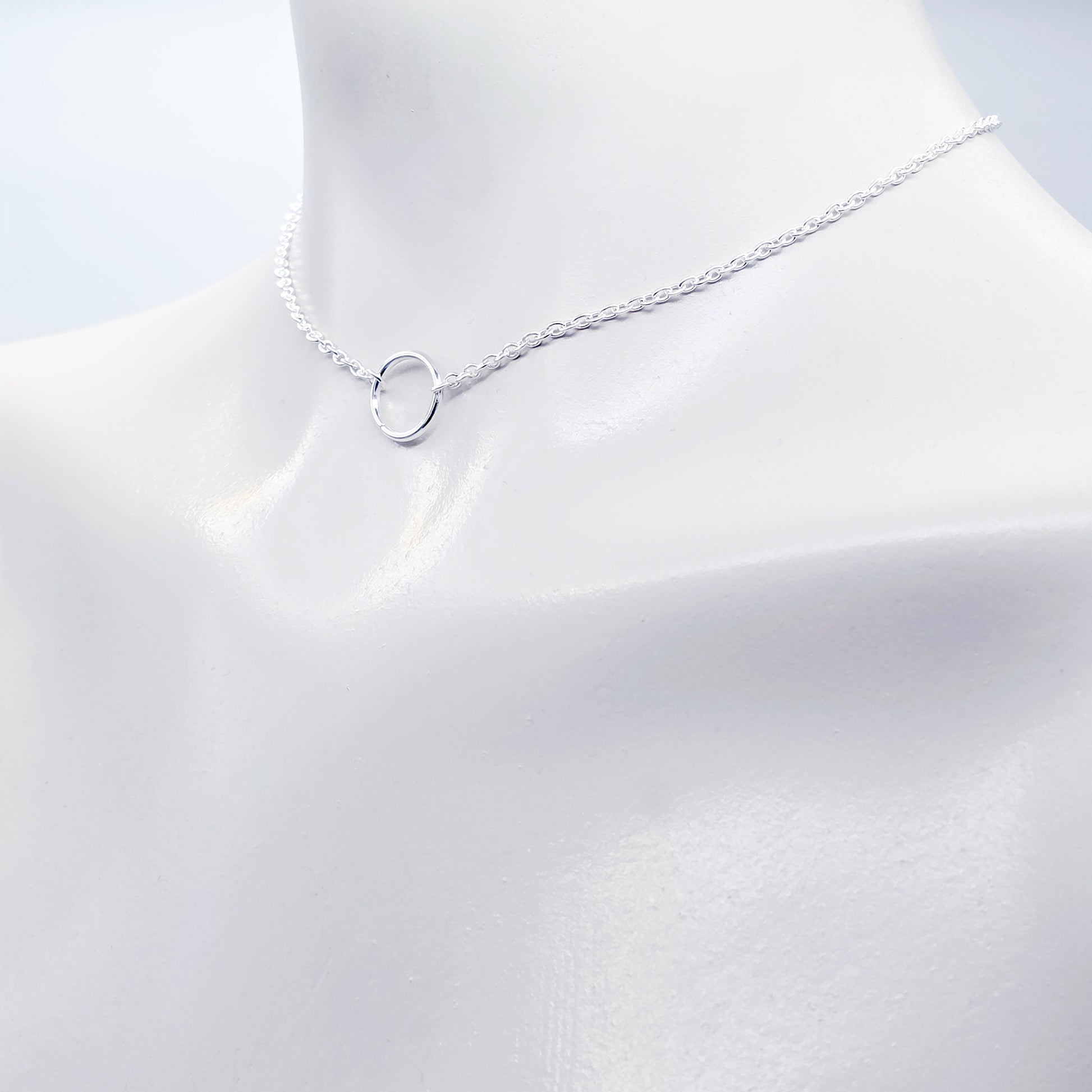 silver circle of o necklace, sub day collar