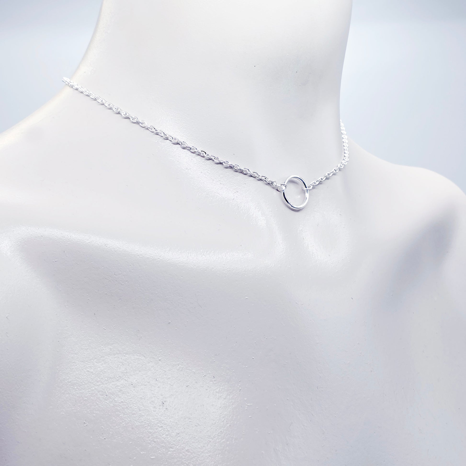 Silver circle necklace. Discreet day collar. Minimalist. Infinity circle. BDSM circle of O ring, Submissive