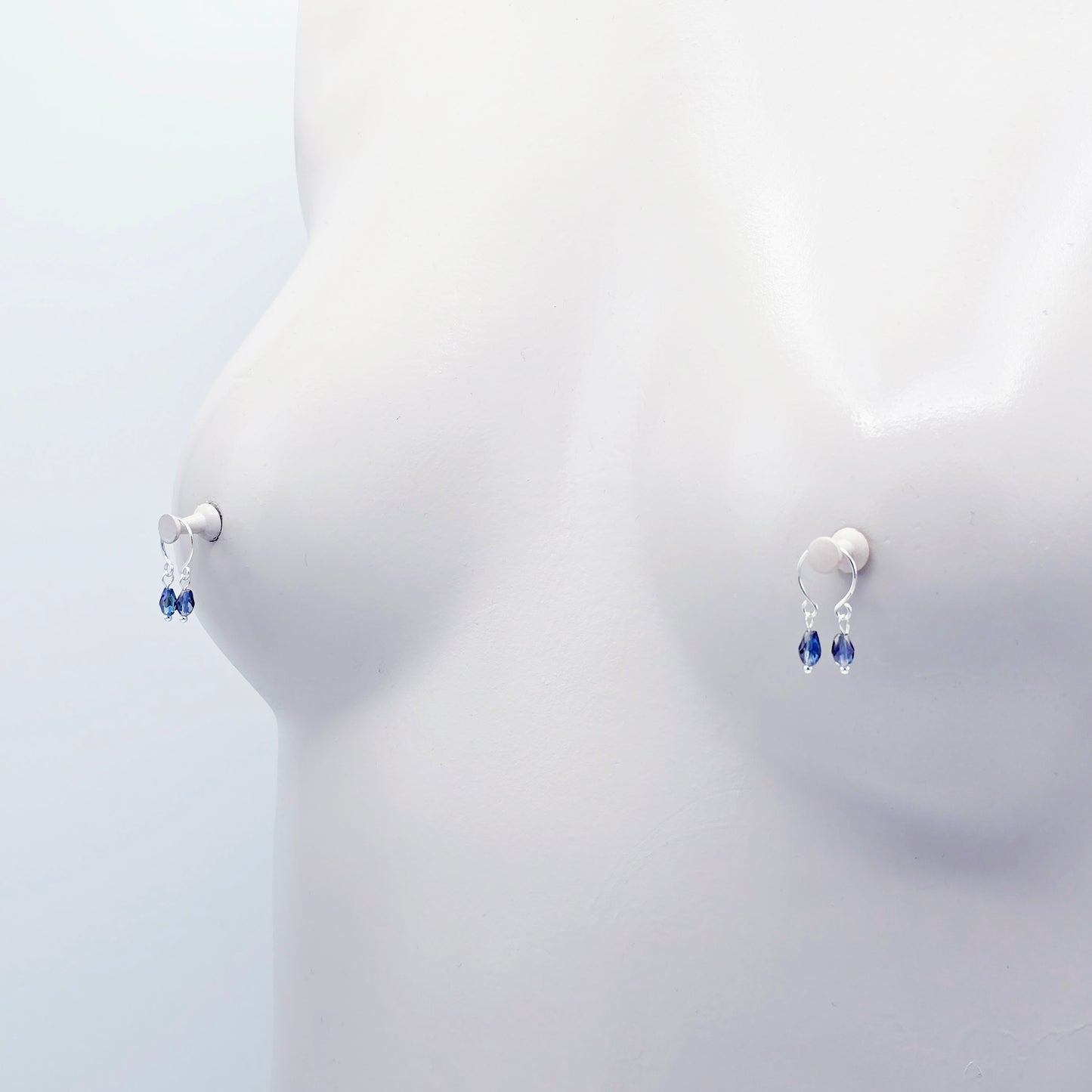 Nipple Rings Non Piercing with Crystal Dangles. Fake Nipple Piercing, Intimate