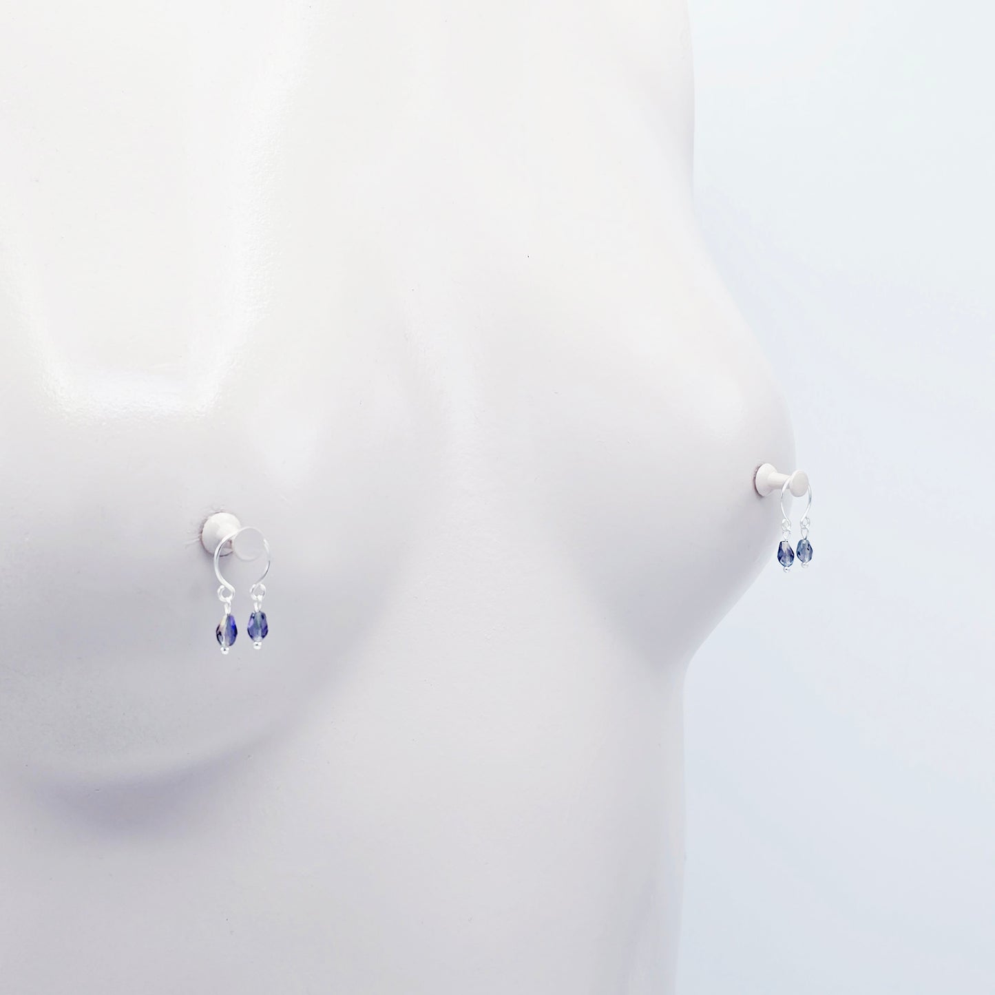 Nipple Rings Non Piercing with Crystal Dangles. Fake Nipple Piercing, Intimate