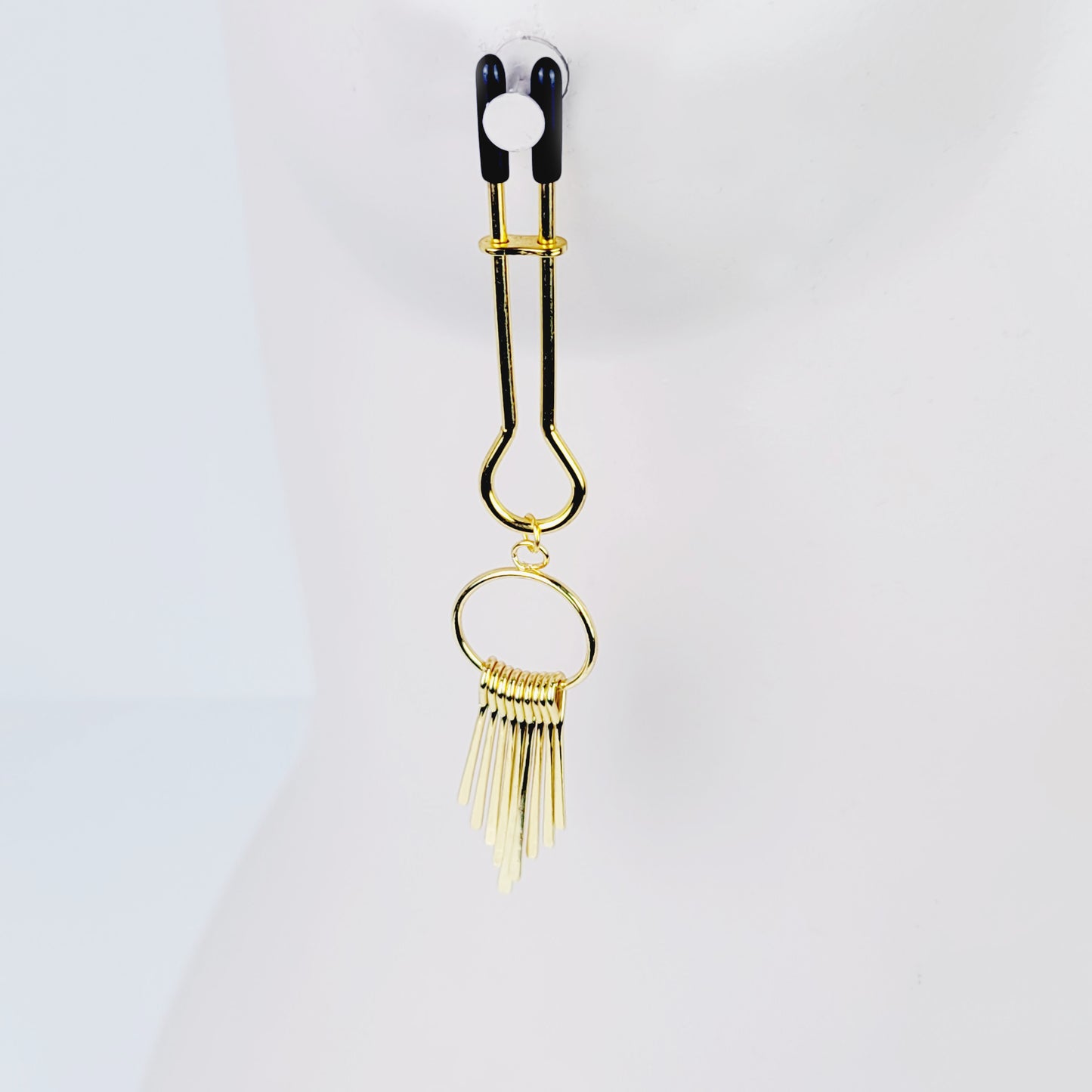 Straight Tweezer Nipple Clamps, Gold, with Dangles.