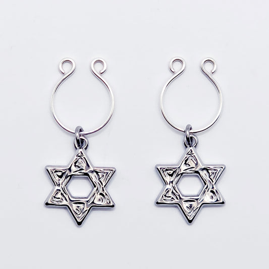 Star of David Nipple Rings, Non-Piercing.