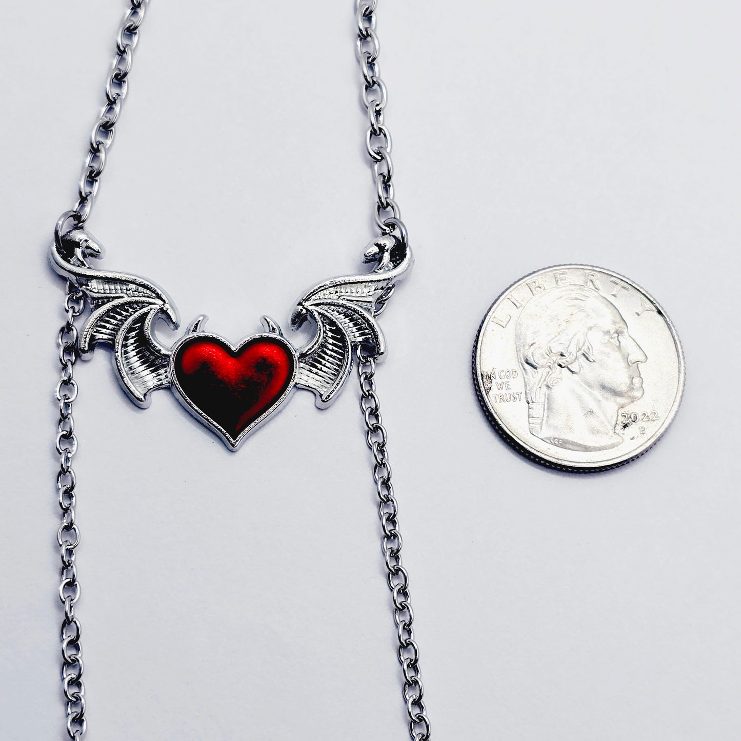 Devil Heart Necklace to Nipple with Non-Piercing Nipple Nooses, Use with Pierced, or Choose Nipple Clamps.