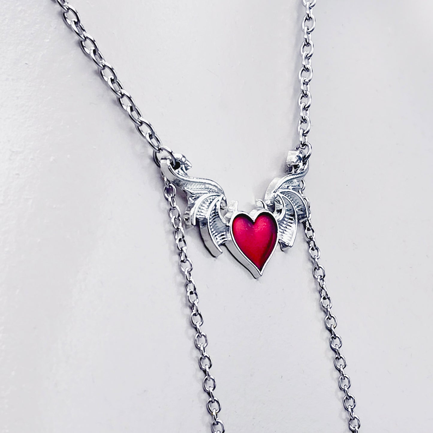 Devil Heart Necklace to Nipple with Non-Piercing Nipple Nooses, Use with Pierced, or Choose Nipple Clamps.