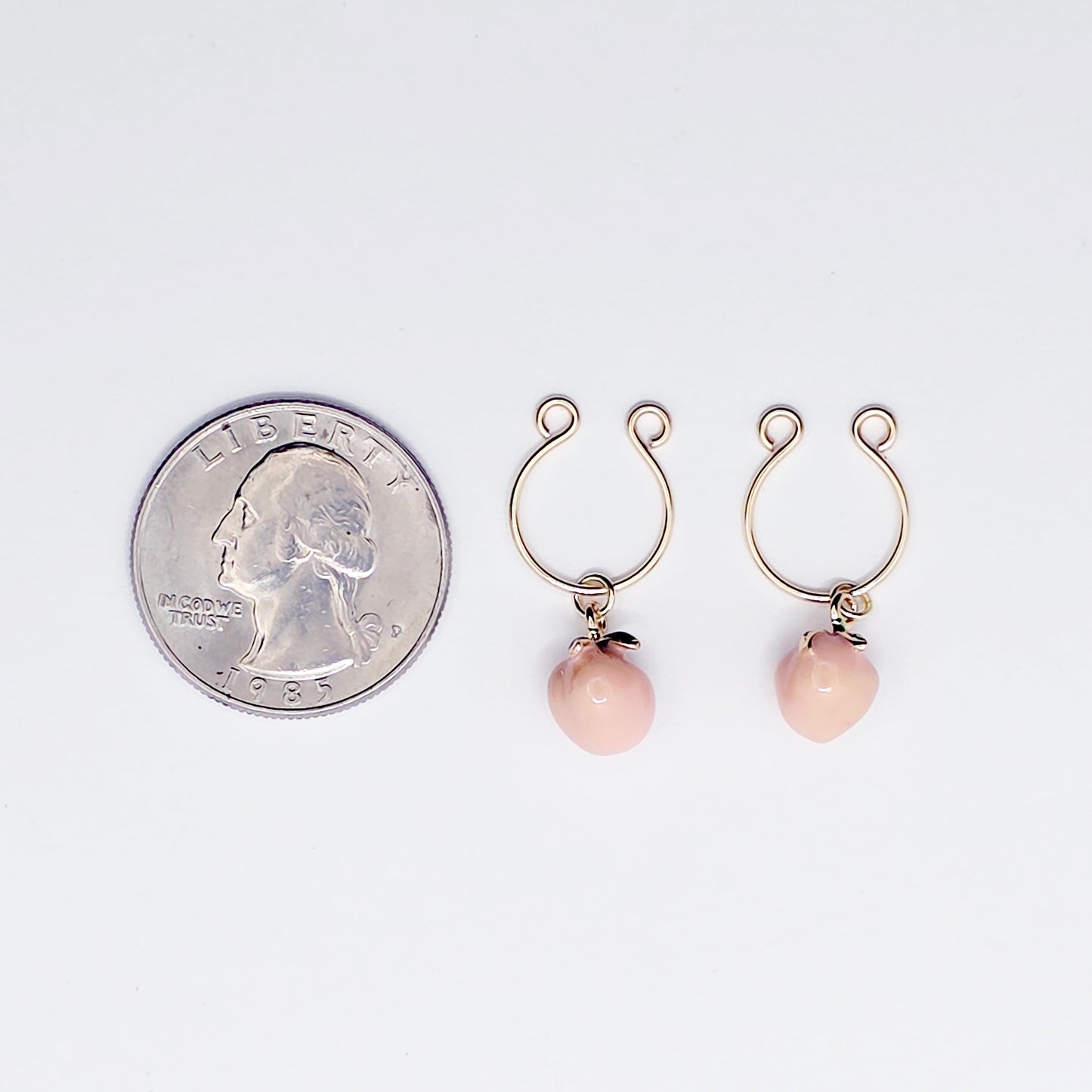 Non-Piercing Nipple Rings with Peaches. Gold HS Style Fake Nipple Piercings