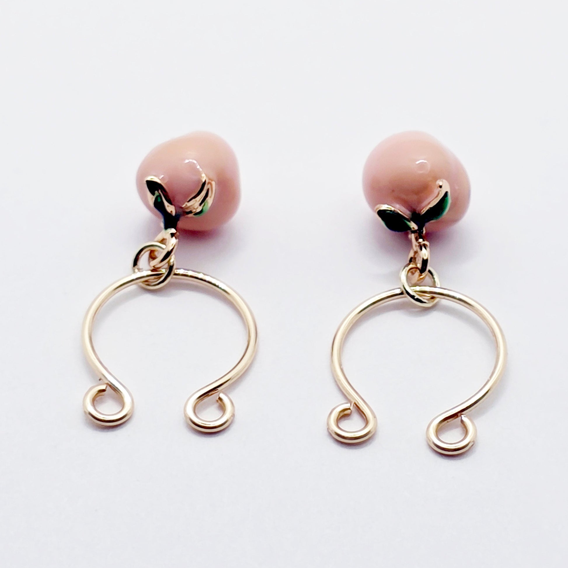 Gold Non-Piercing Nipple Rings ith Pink Peaches