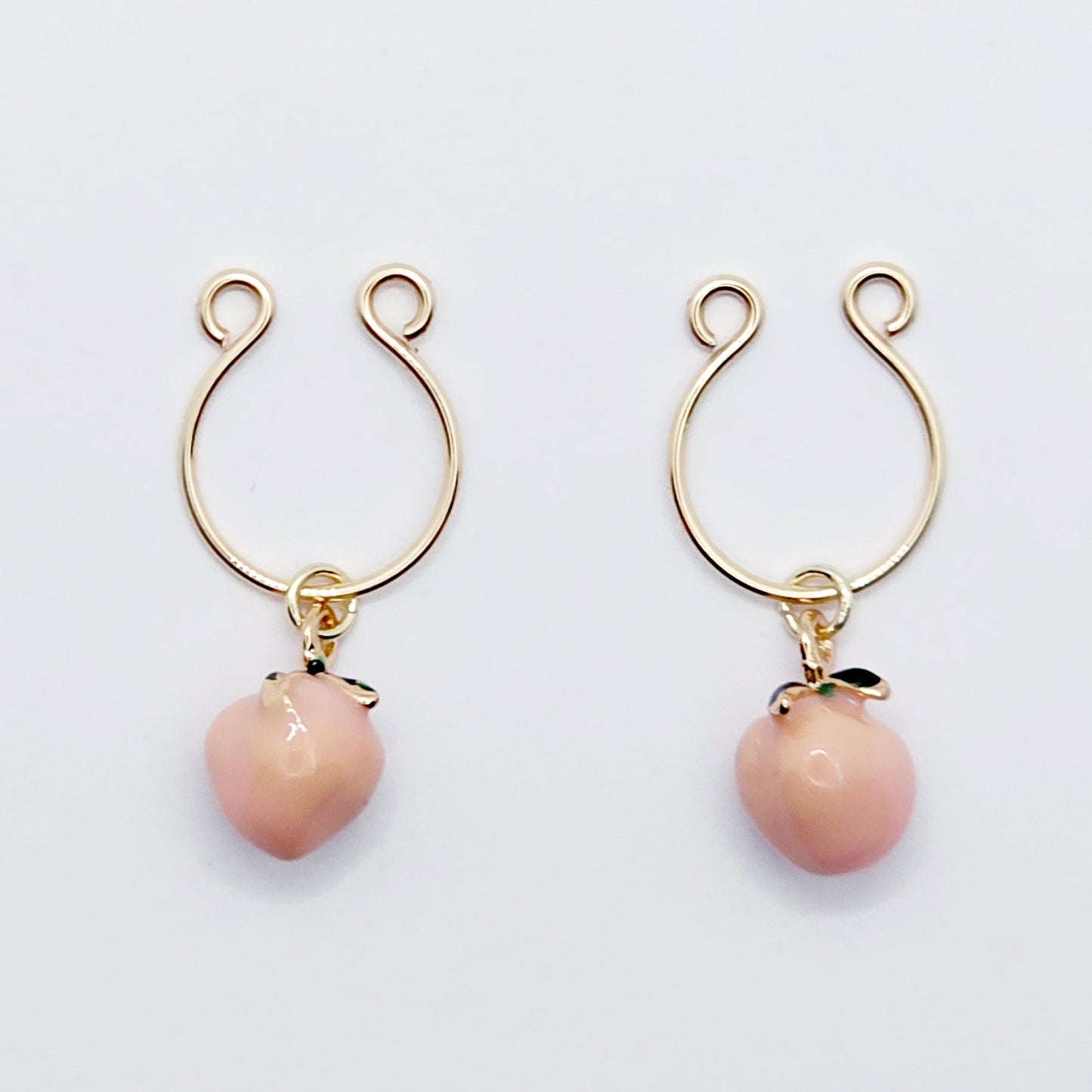 Gold Non-Piercing Nipple Rings ith Pink Peaches