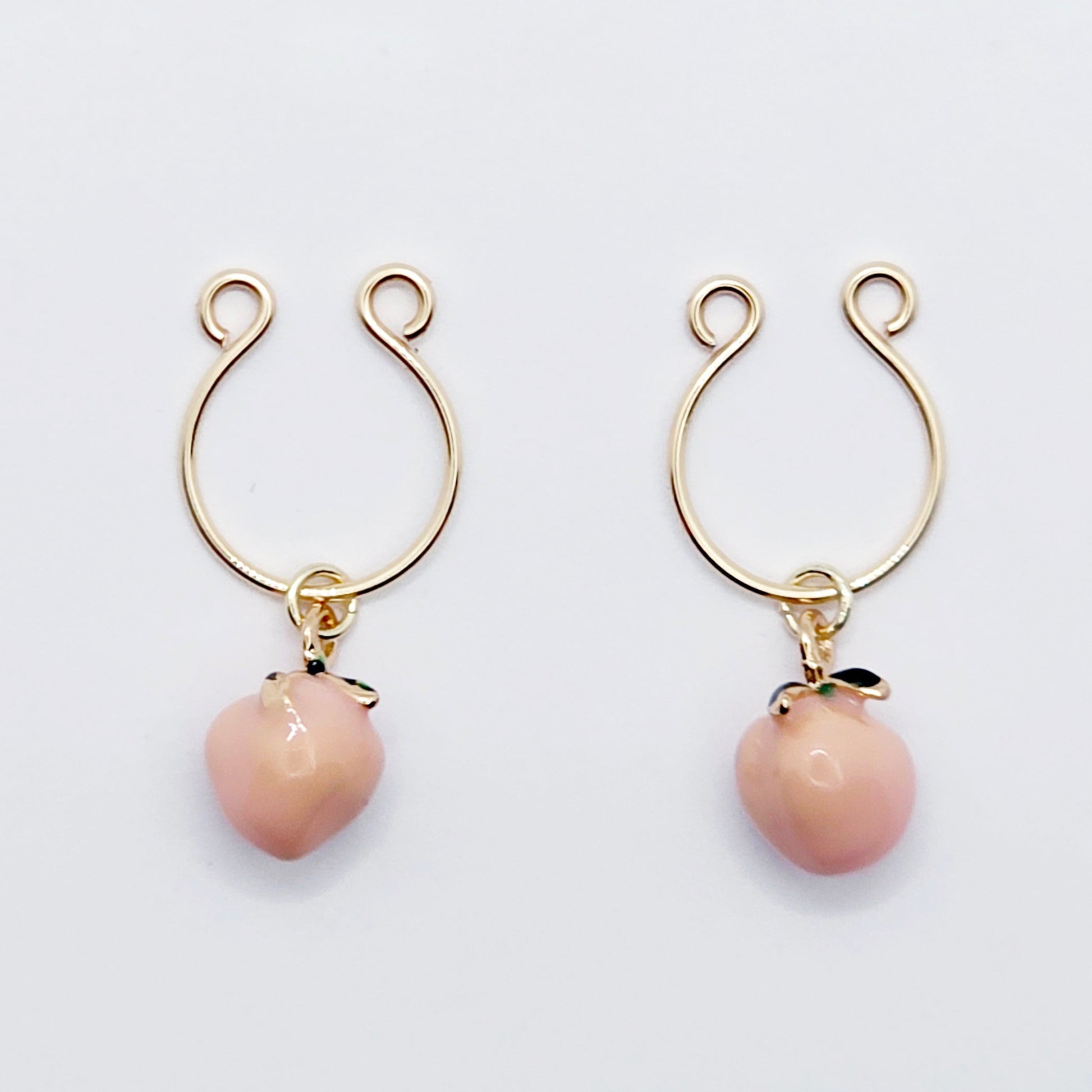 Gold Non-Piercing Nipple Rings ith Pink Peaches