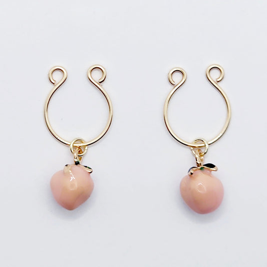 Gold Non-Piercing Nipple Rings ith Pink Peaches