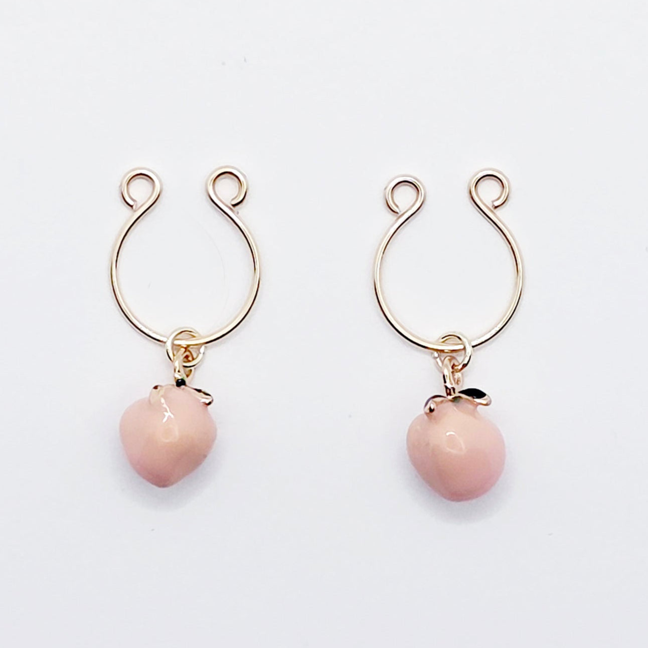 Gold Non-Piercing Nipple Rings ith Pink Peaches