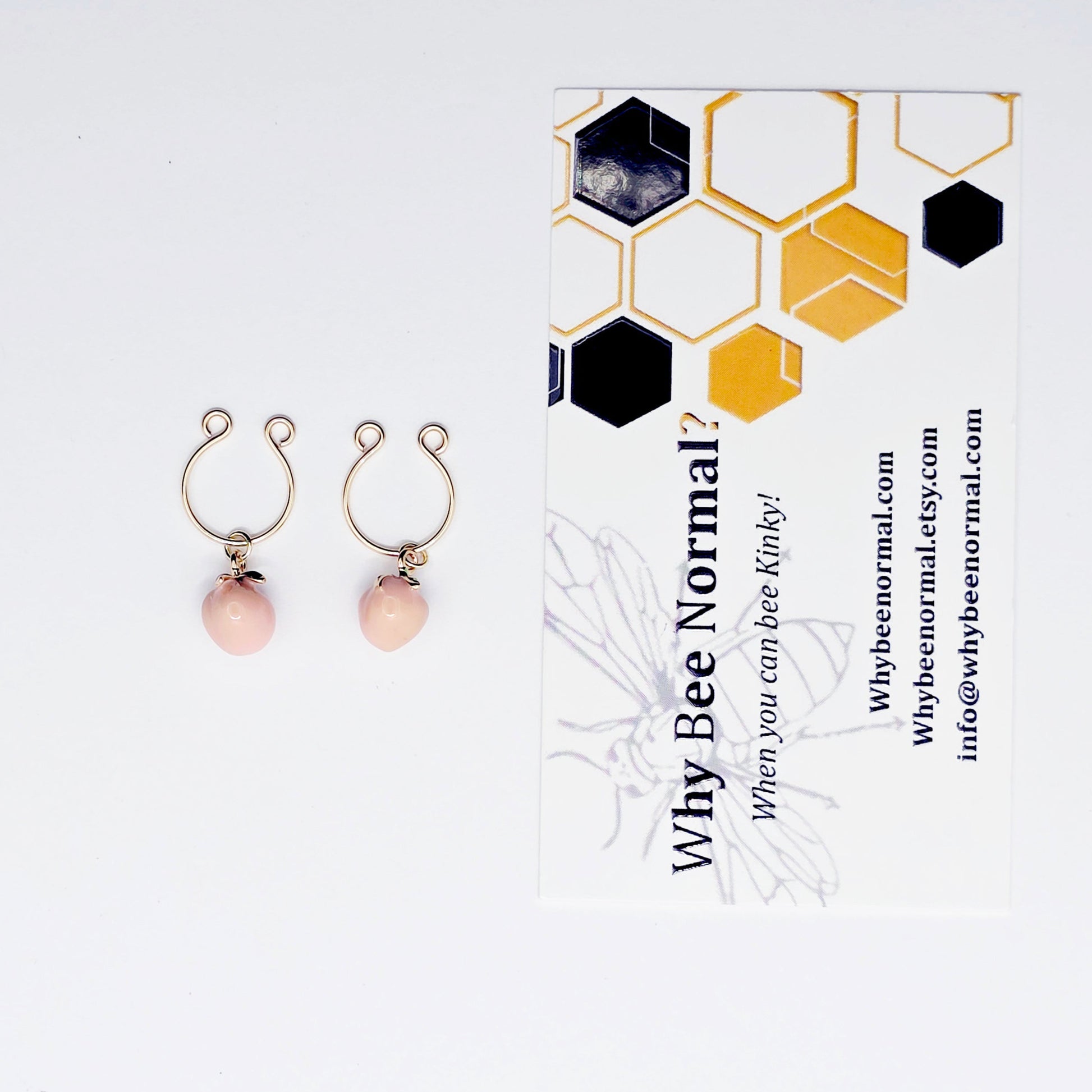 Gold Non-Piercing Nipple Rings ith Pink Peaches