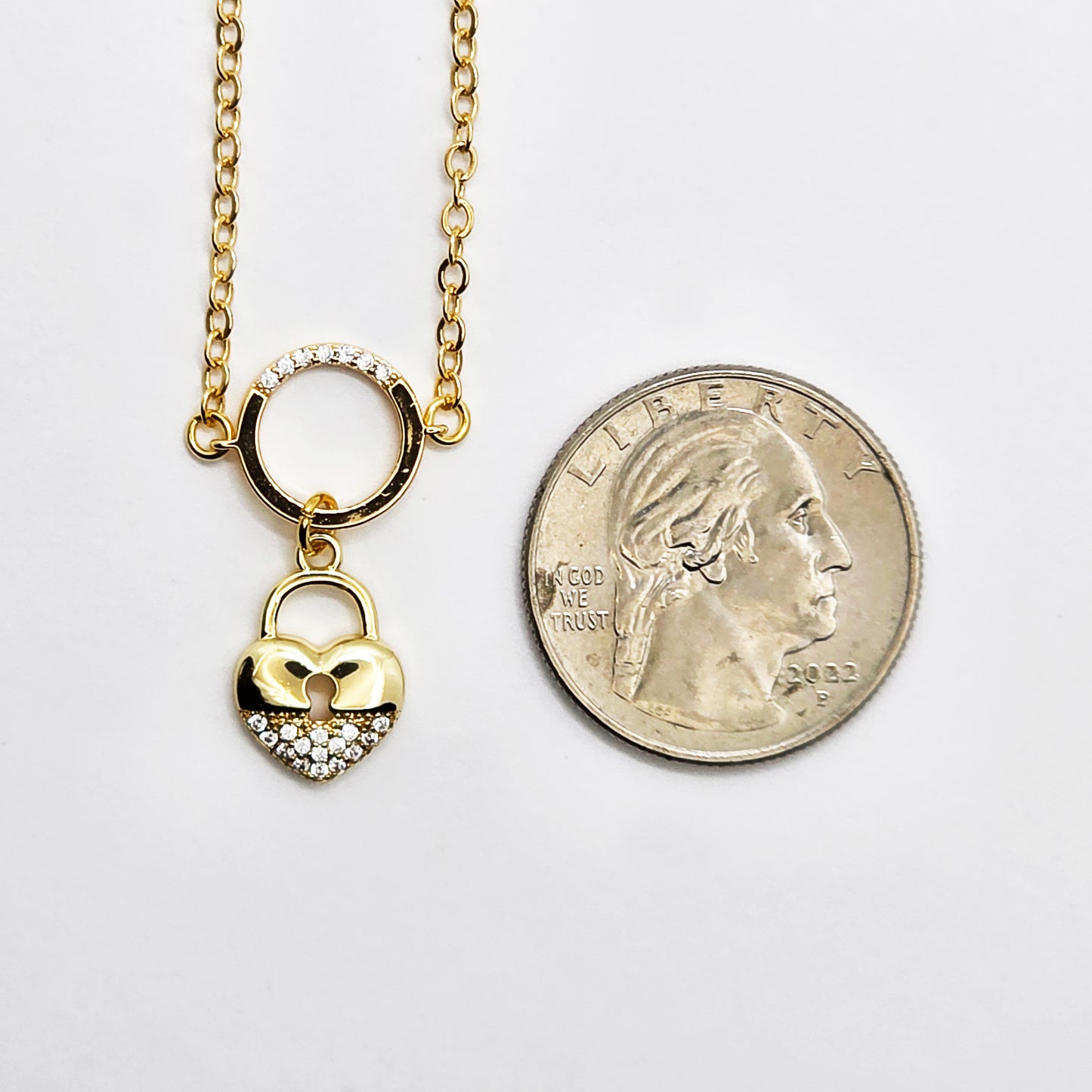Submissive Day Collar, 18K Gold with CZ Circle of O and Padlock Pendants. Dainty and Discreet BDSM Jewelry.