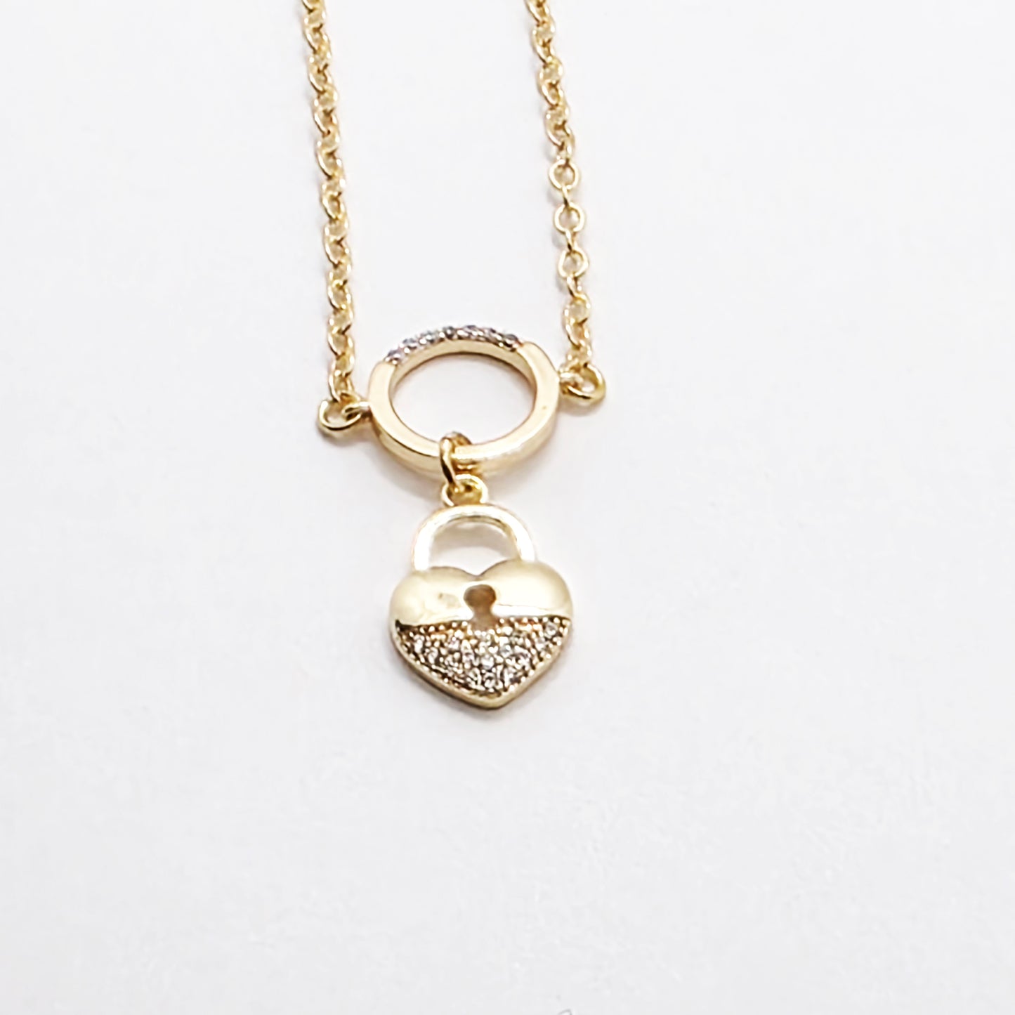 Submissive Day Collar, 18K Gold with CZ Circle of O and Padlock Pendants. Dainty and Discreet BDSM Jewelry.