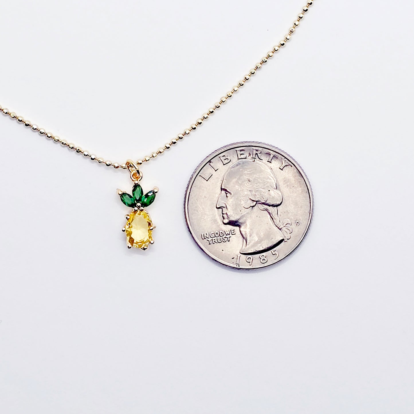 Pineapple Necklace. Real Gold and Gemstone Pineapple Choker Collar Necklace. Minimalist Gold Jewelry