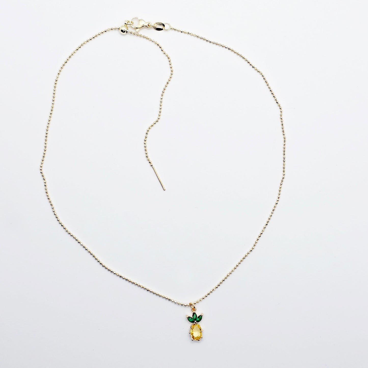 Pineapple Necklace. Real Gold and Gemstone Pineapple Choker Collar Necklace. Minimalist Gold Jewelry
