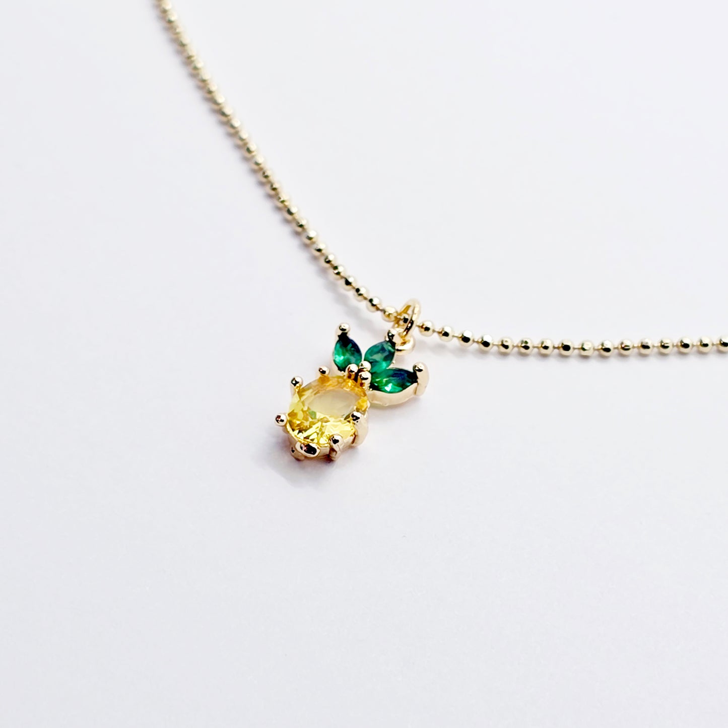 Pineapple Necklace. Real Gold and Gemstone Pineapple Choker Collar Necklace. Minimalist Gold Jewelry