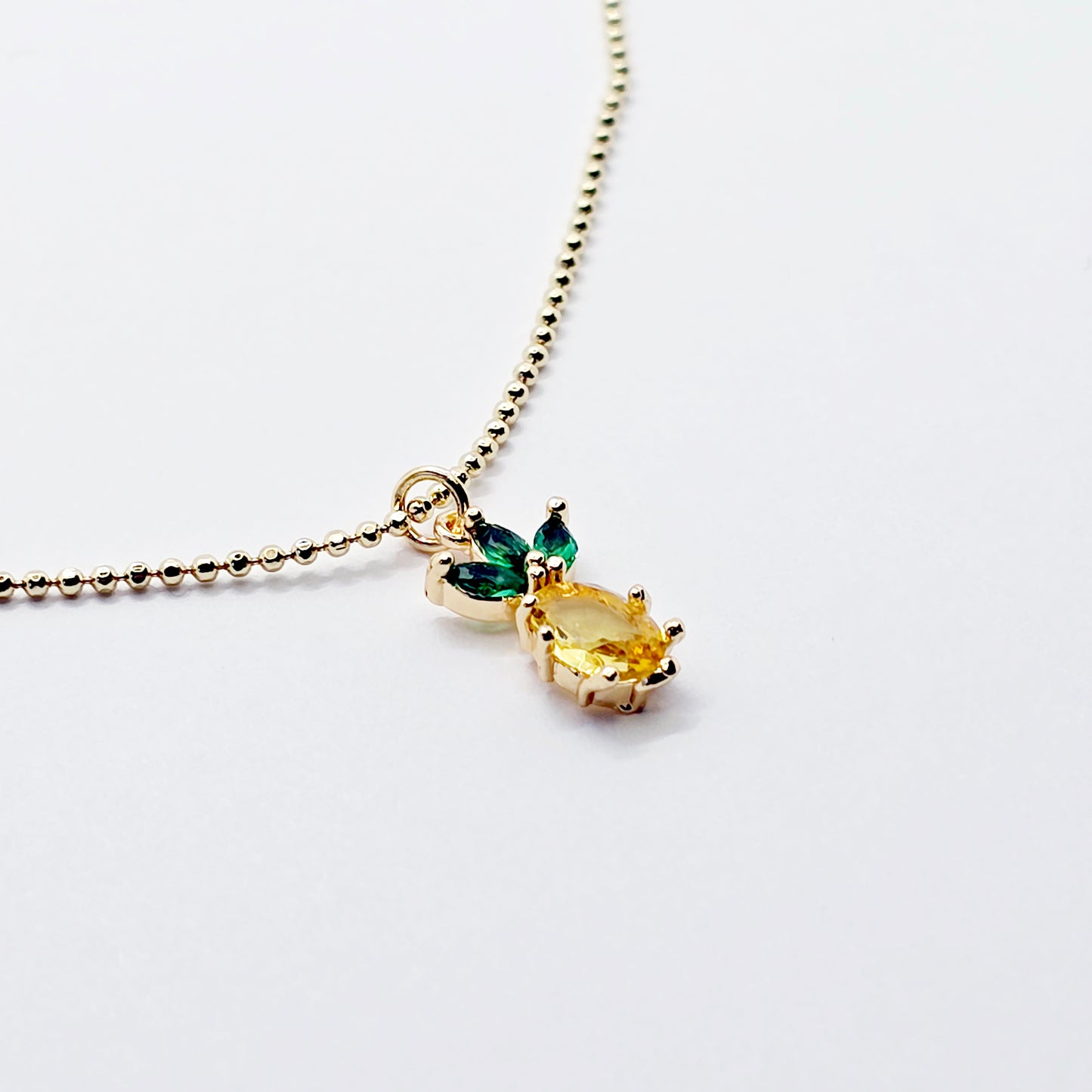 Pineapple Necklace. Real Gold and Gemstone Pineapple Choker Collar Necklace. Minimalist Gold Jewelry