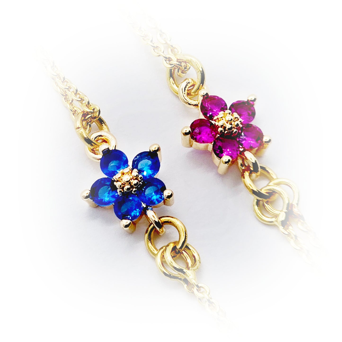 Gold Necklace to Nipple 18K with CZ Flower, Pierced or Not Pierced Nipple, or Choose Nipple Clamps.