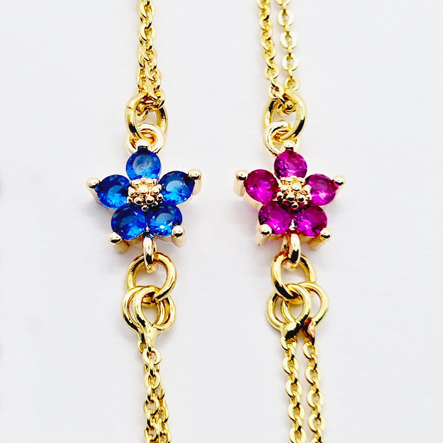 Gold Necklace to Nipple 18K with CZ Flower, Pierced or Not Pierced Nipple, or Choose Nipple Clamps.